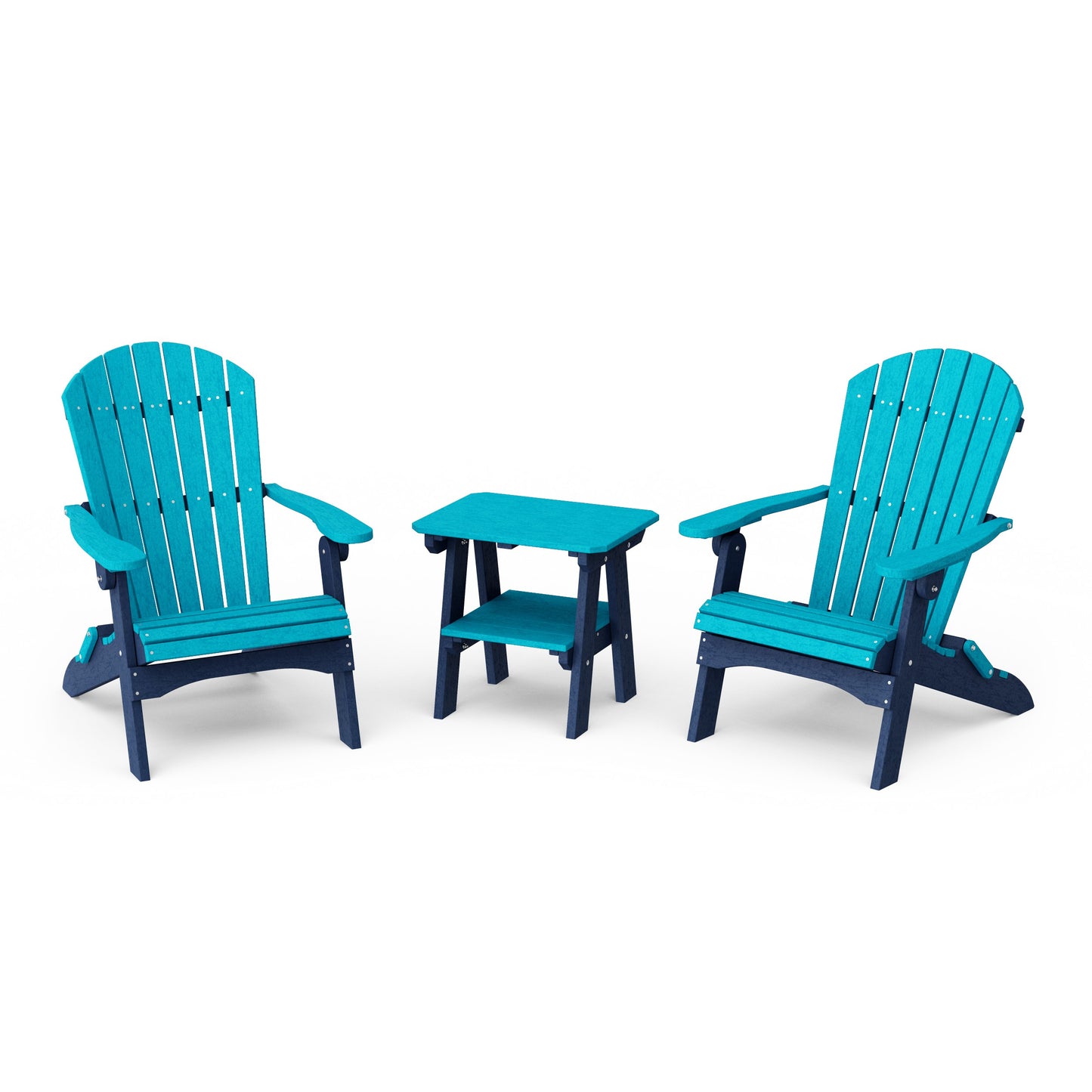 Heritage 3-Piece Folding Adirondack Set with 22" Side Table