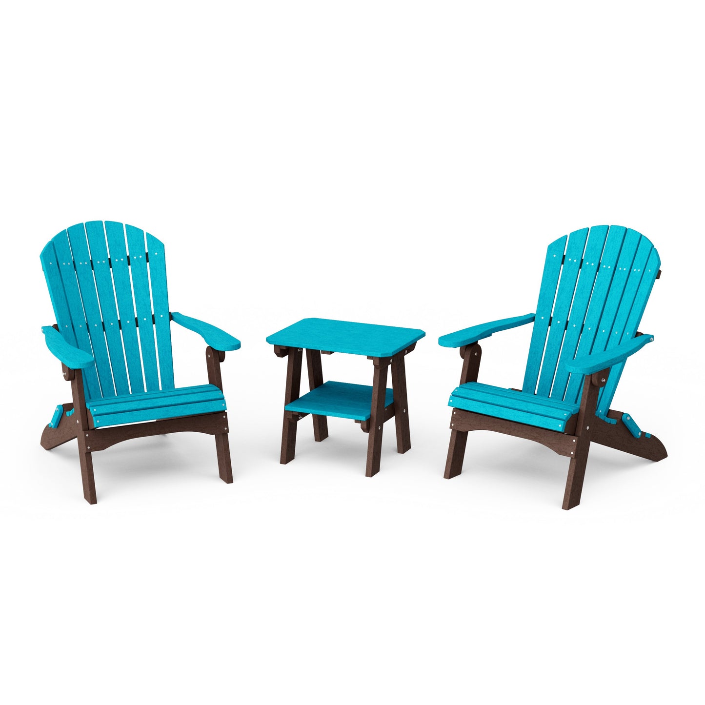 Heritage 3-Piece Folding Adirondack Set with 22" Side Table