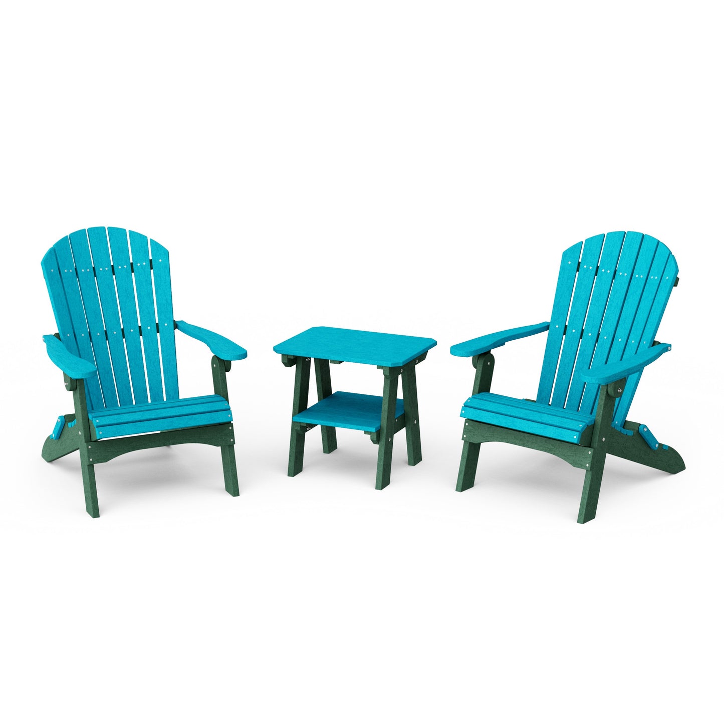 Heritage 3-Piece Folding Adirondack Set with 22" Side Table