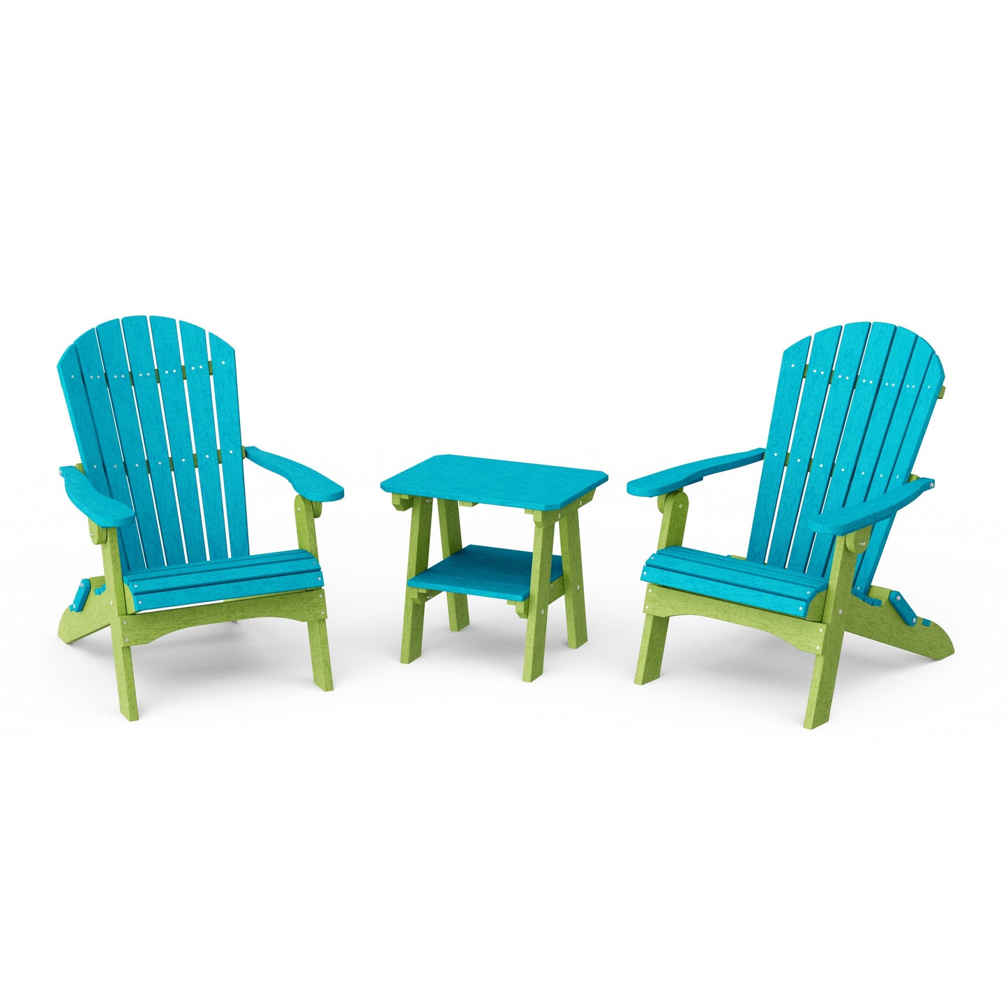 Heritage 3-Piece Folding Adirondack Set with 22" Side Table