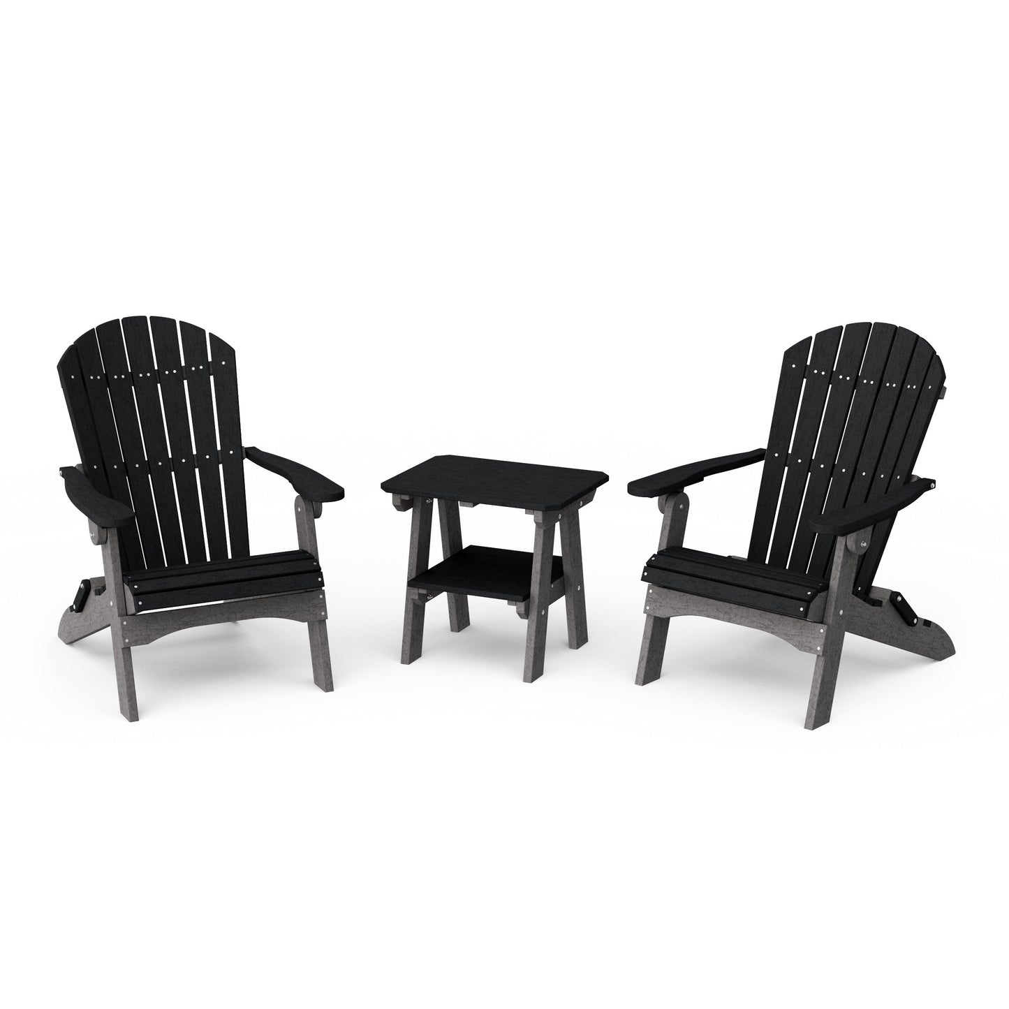 Heritage 3-Piece Folding Adirondack Set with 22" Side Table