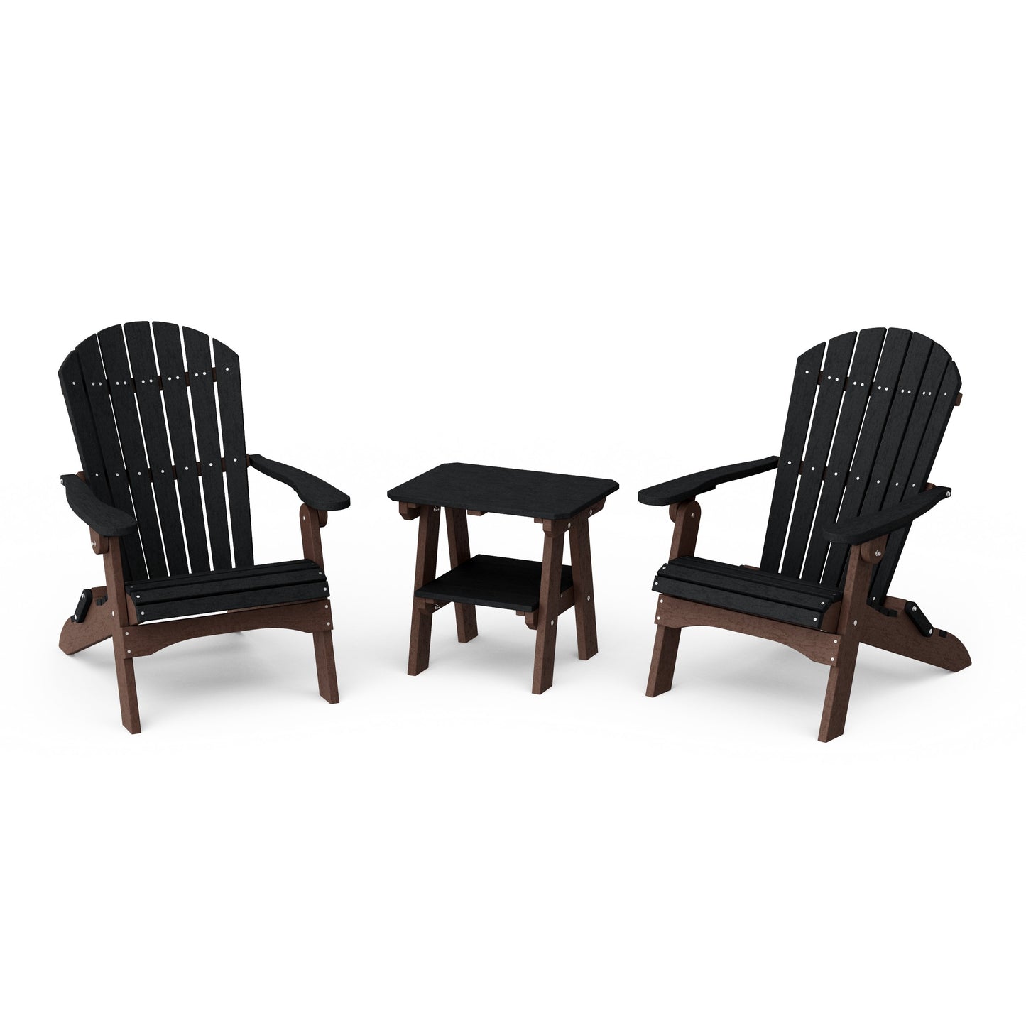 Heritage 3-Piece Folding Adirondack Set with 22" Side Table