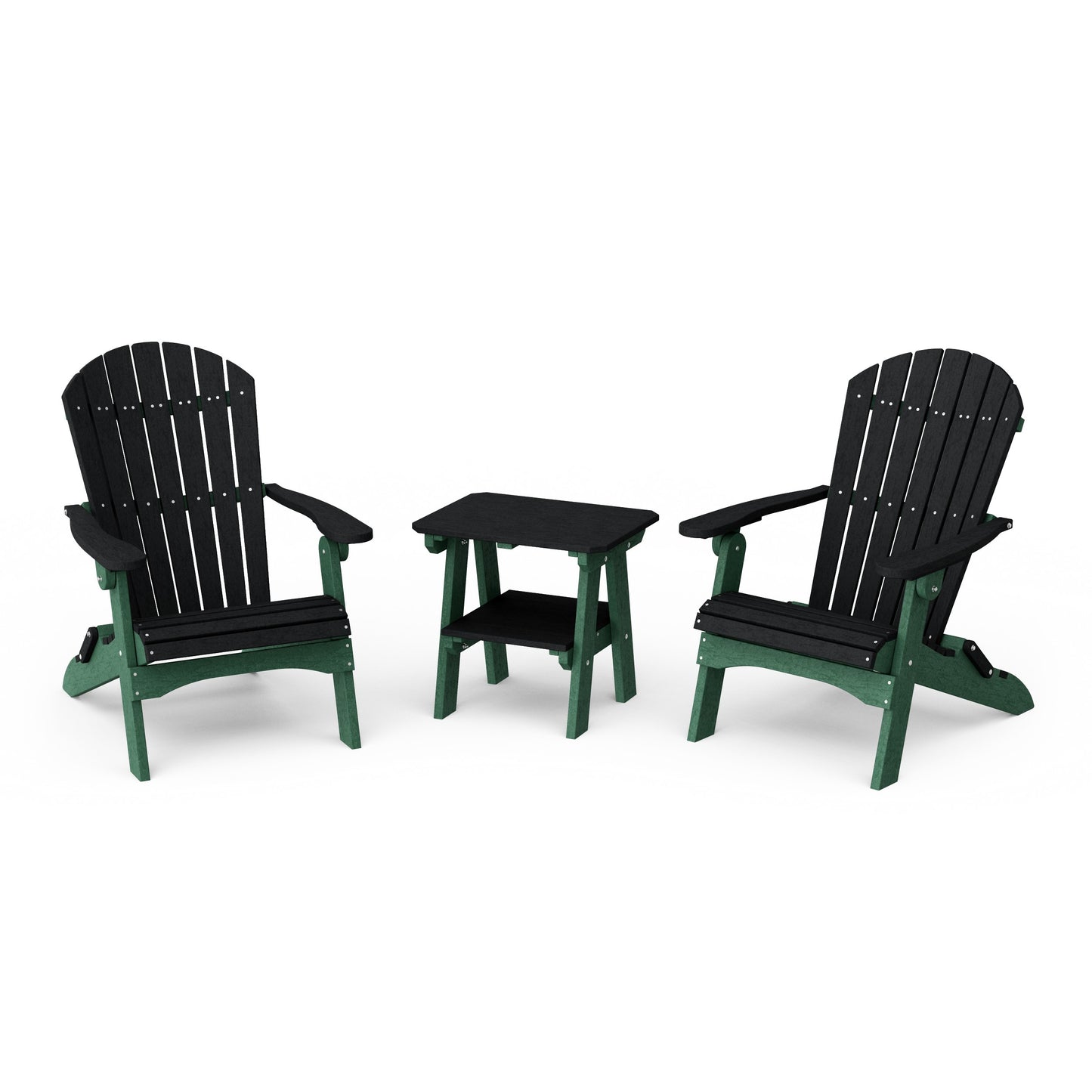 Heritage 3-Piece Folding Adirondack Set with 22" Side Table