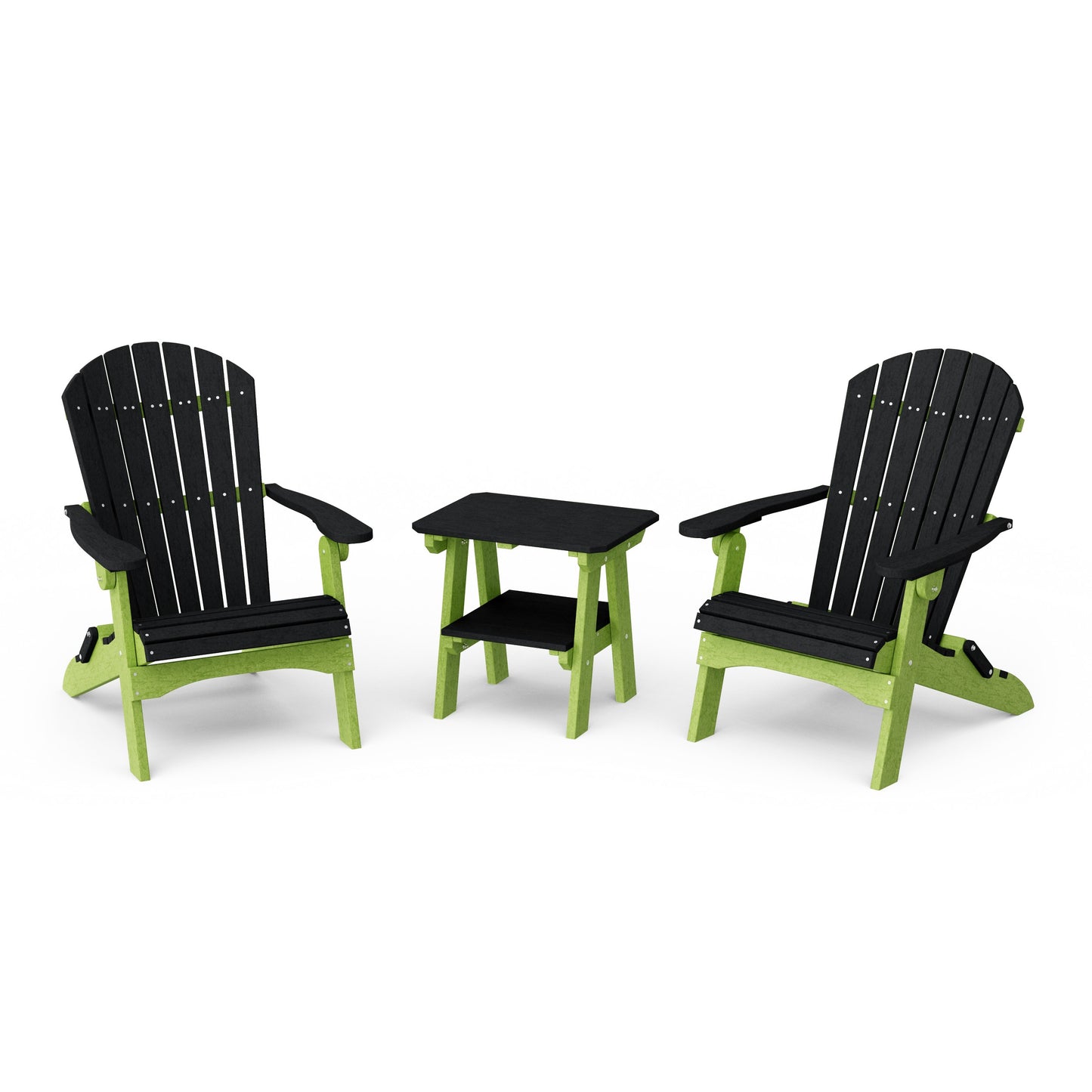 Heritage 3-Piece Folding Adirondack Set with 22" Side Table