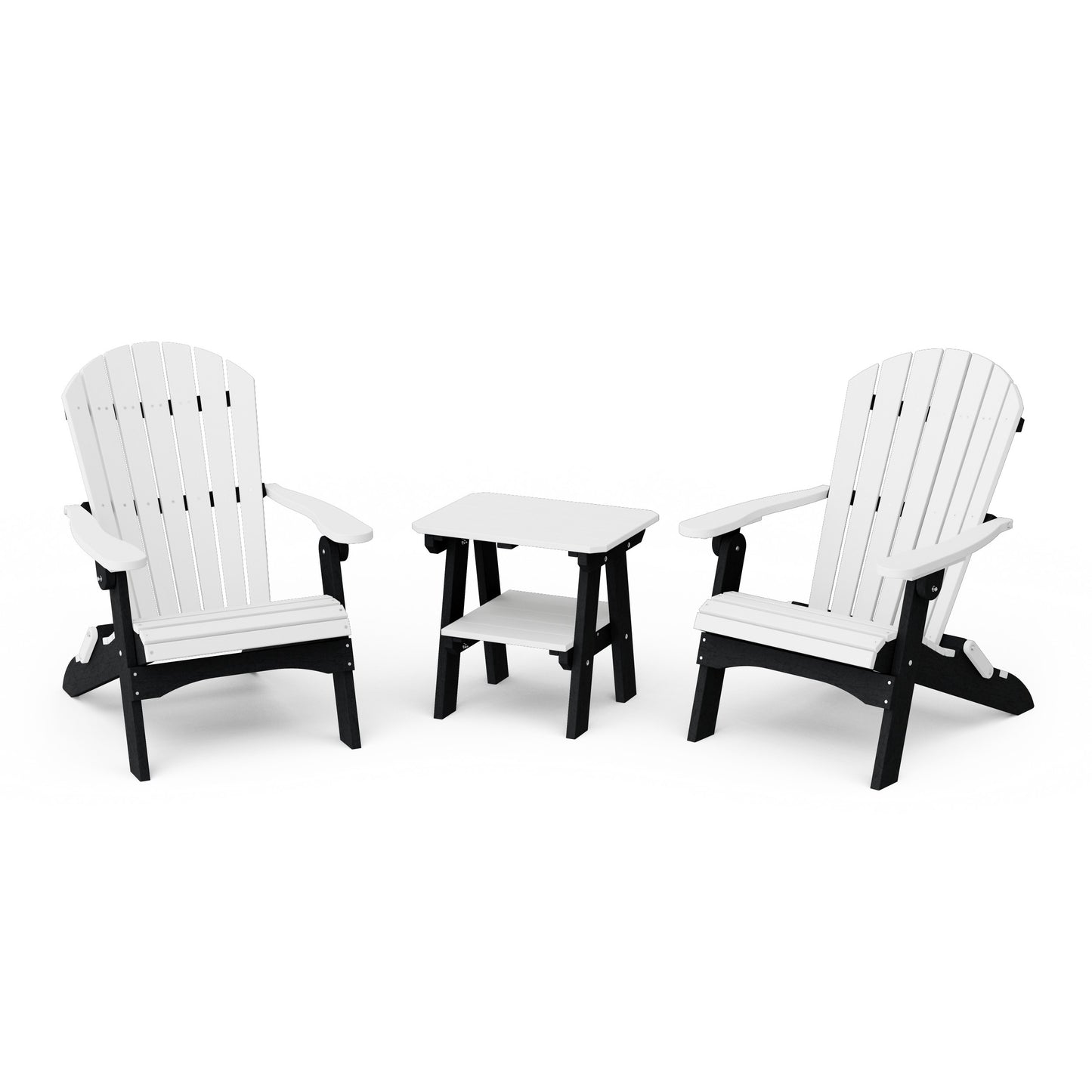 Heritage 3-Piece Folding Adirondack Set with 22" Side Table