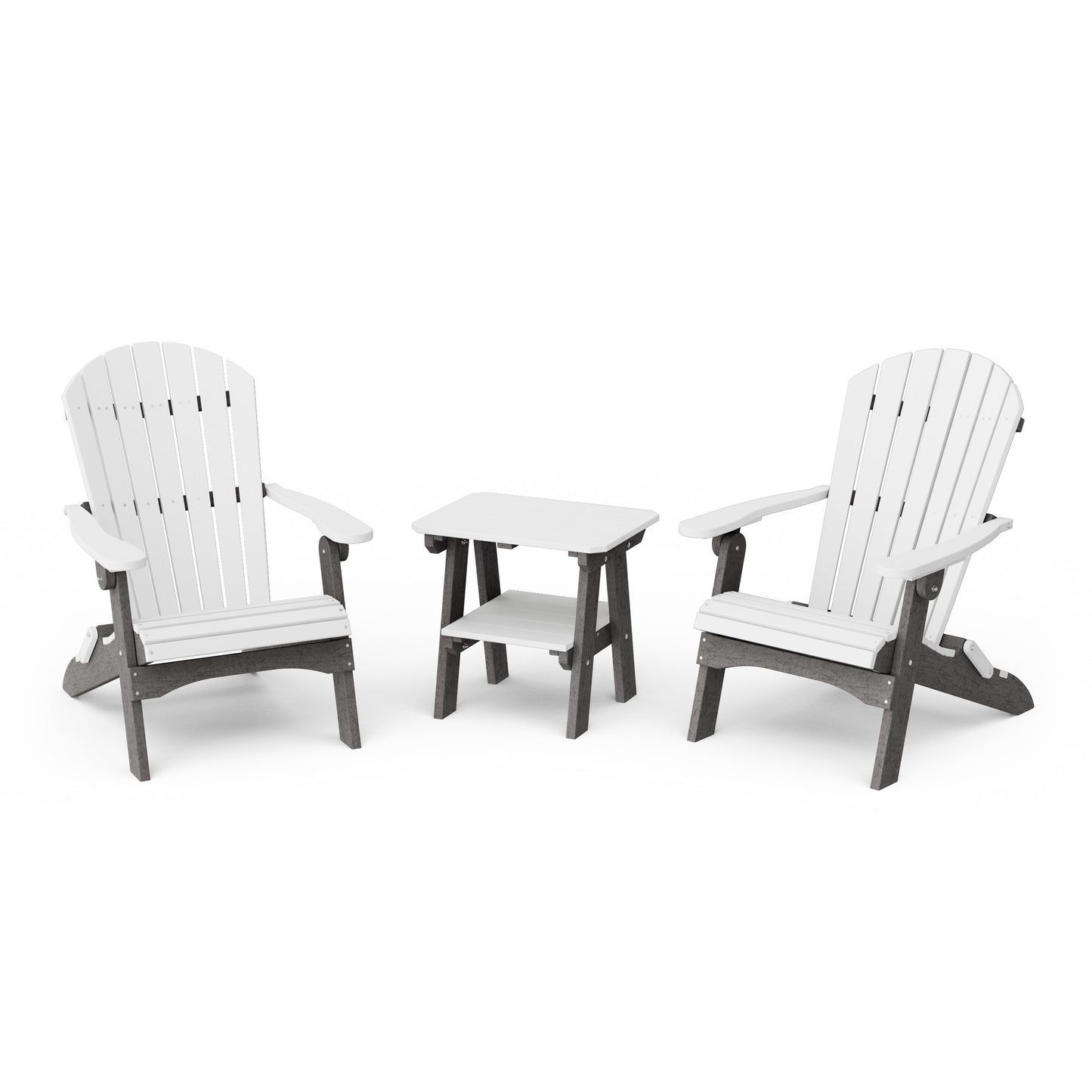 Heritage 3-Piece Folding Adirondack Set with 22" Side Table