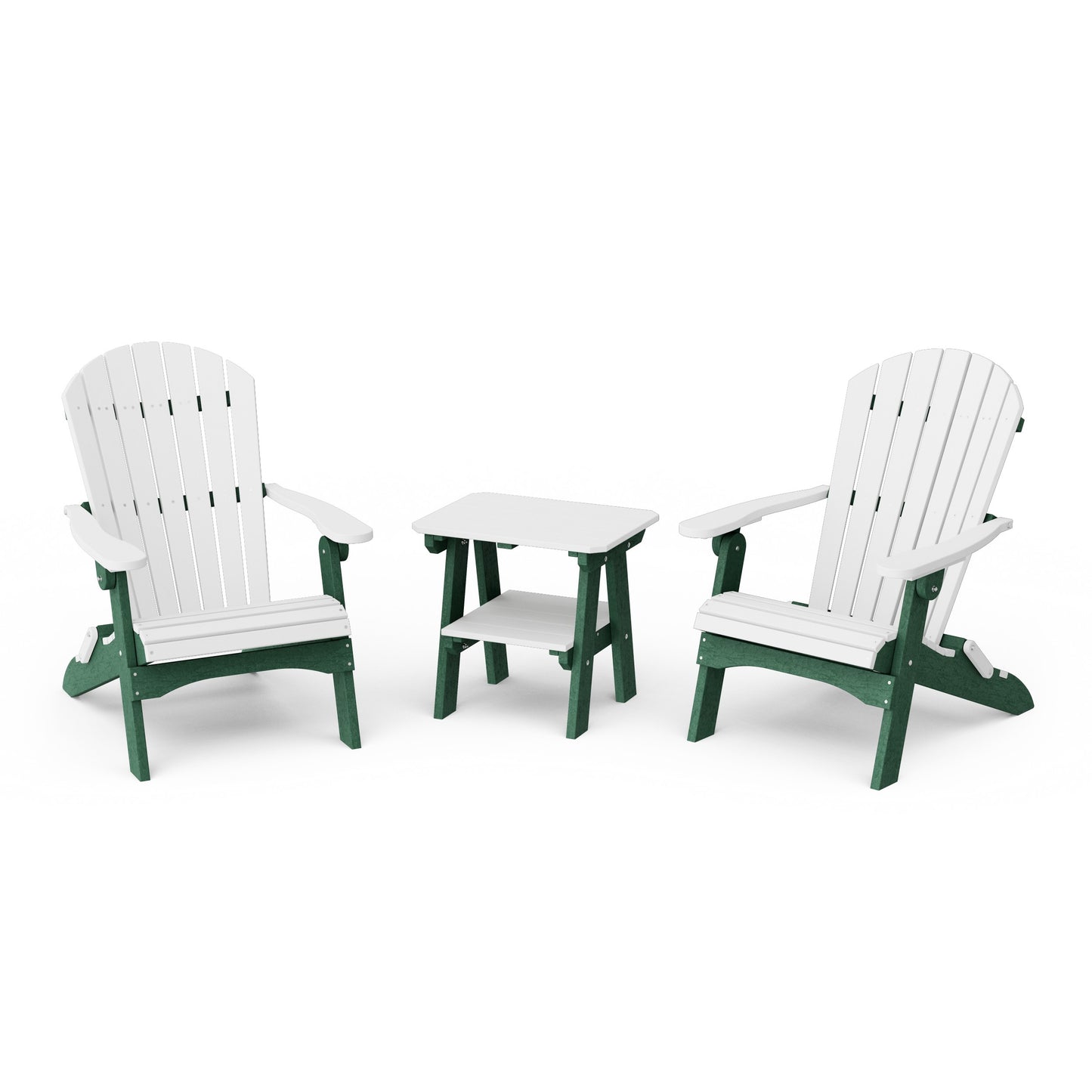 Heritage 3-Piece Folding Adirondack Set with 22" Side Table