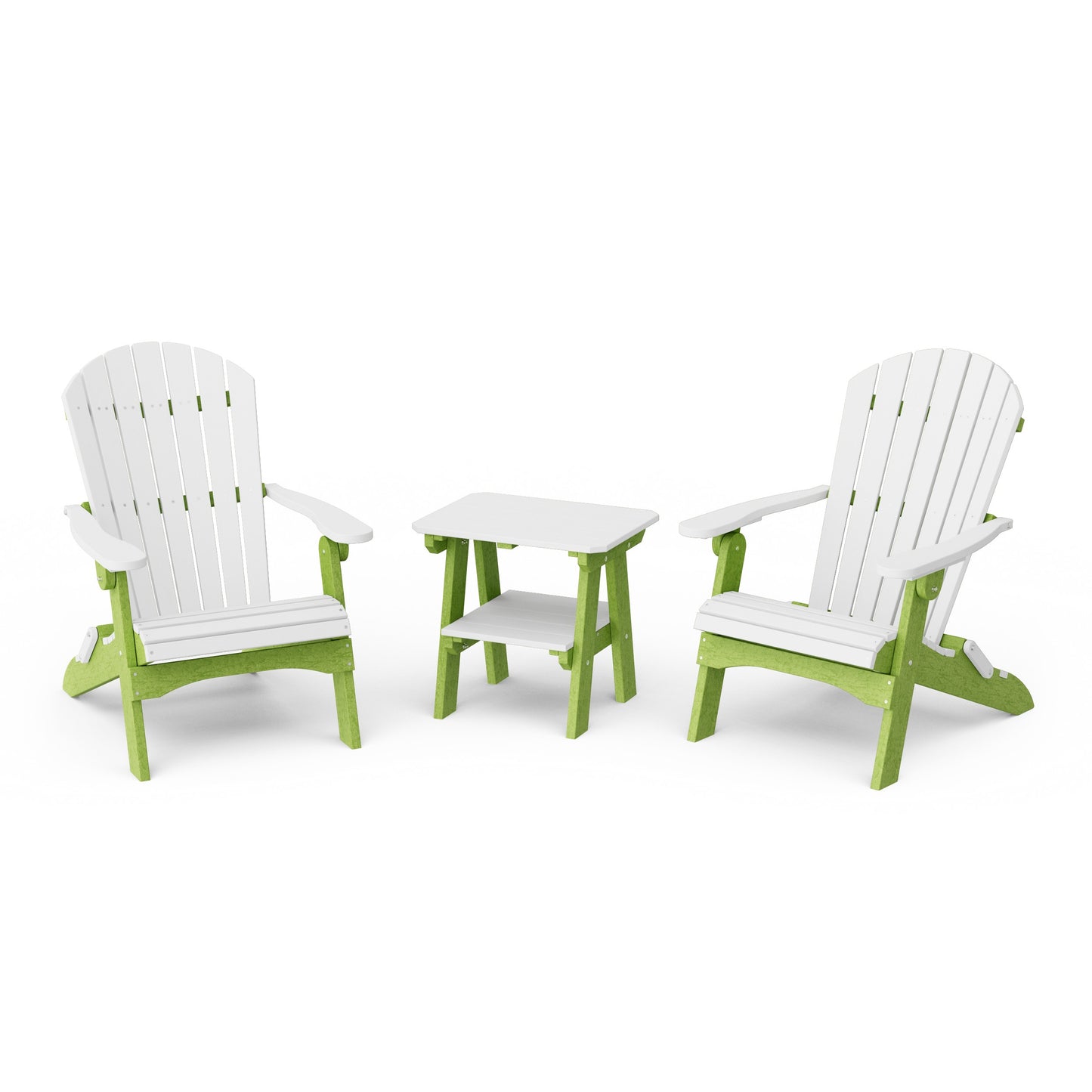 Heritage 3-Piece Folding Adirondack Set with 22" Side Table