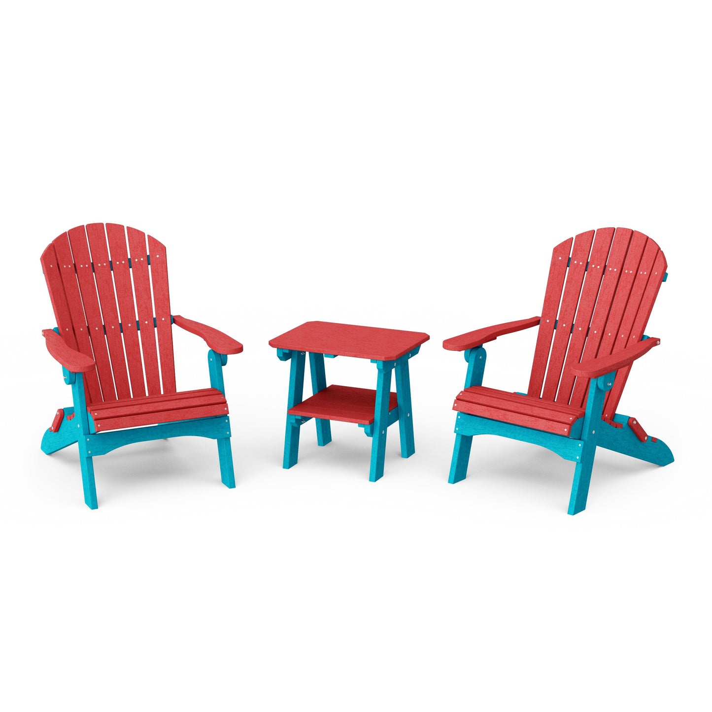 Heritage 3-Piece Folding Adirondack Set with 22" Side Table