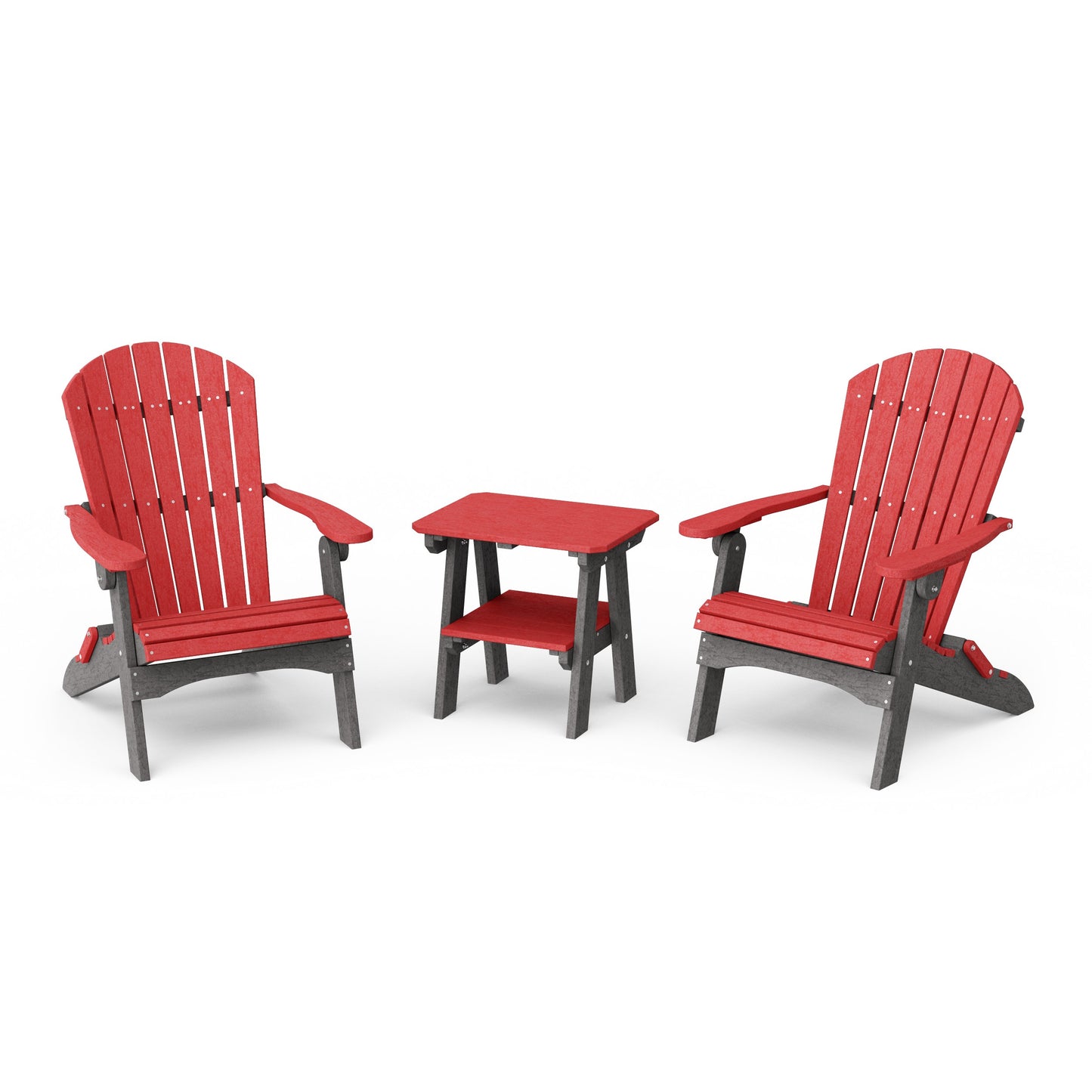 Heritage 3-Piece Folding Adirondack Set with 22" Side Table