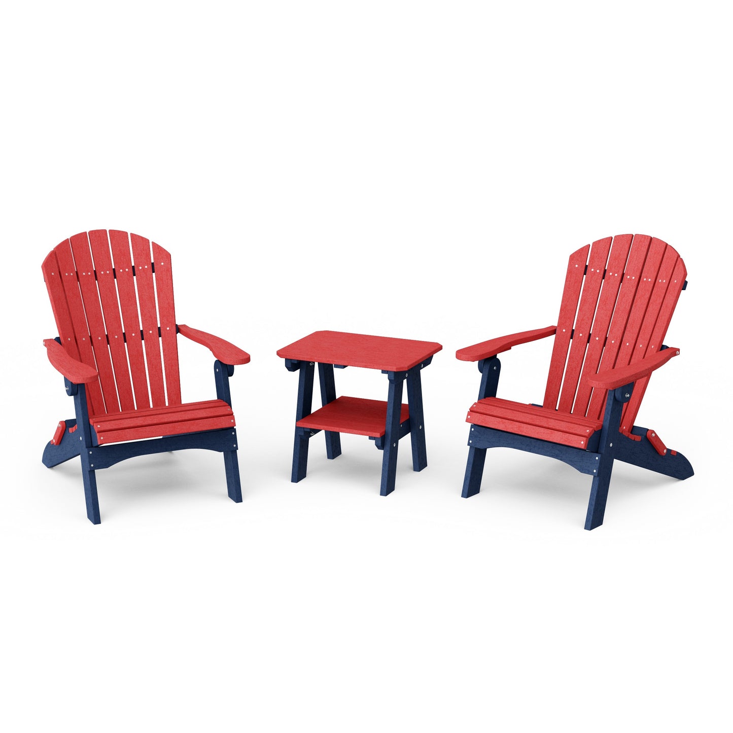 Heritage 3-Piece Folding Adirondack Set with 22" Side Table