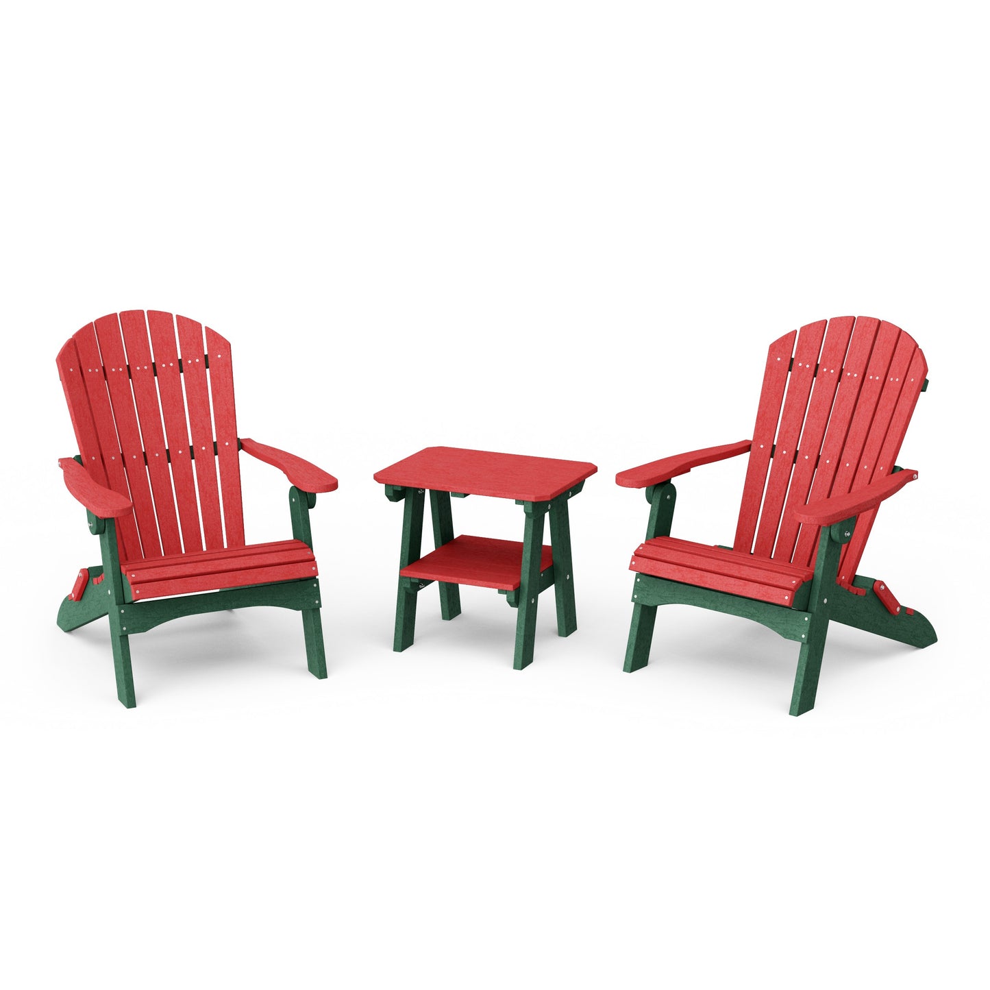 Heritage 3-Piece Folding Adirondack Set with 22" Side Table