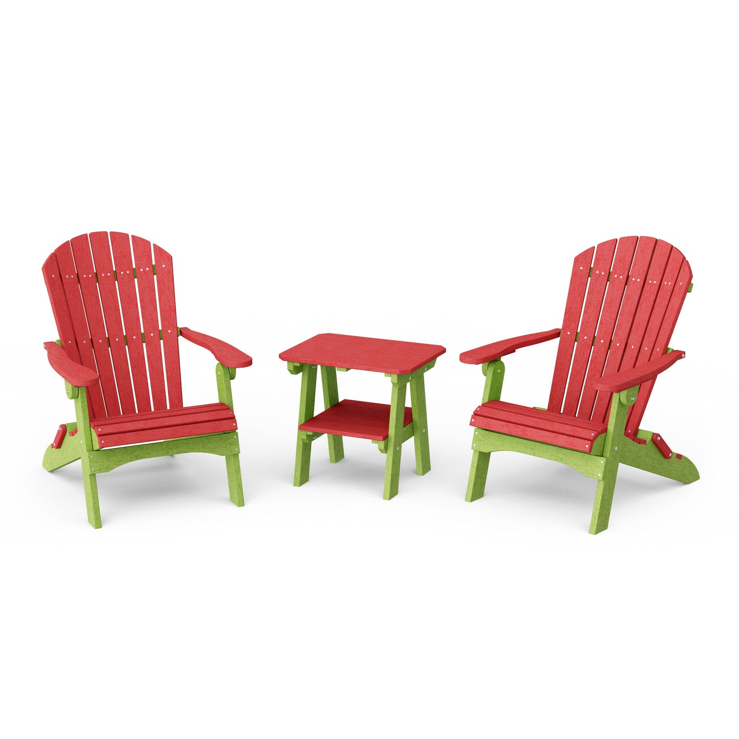 Heritage 3-Piece Folding Adirondack Set with 22" Side Table