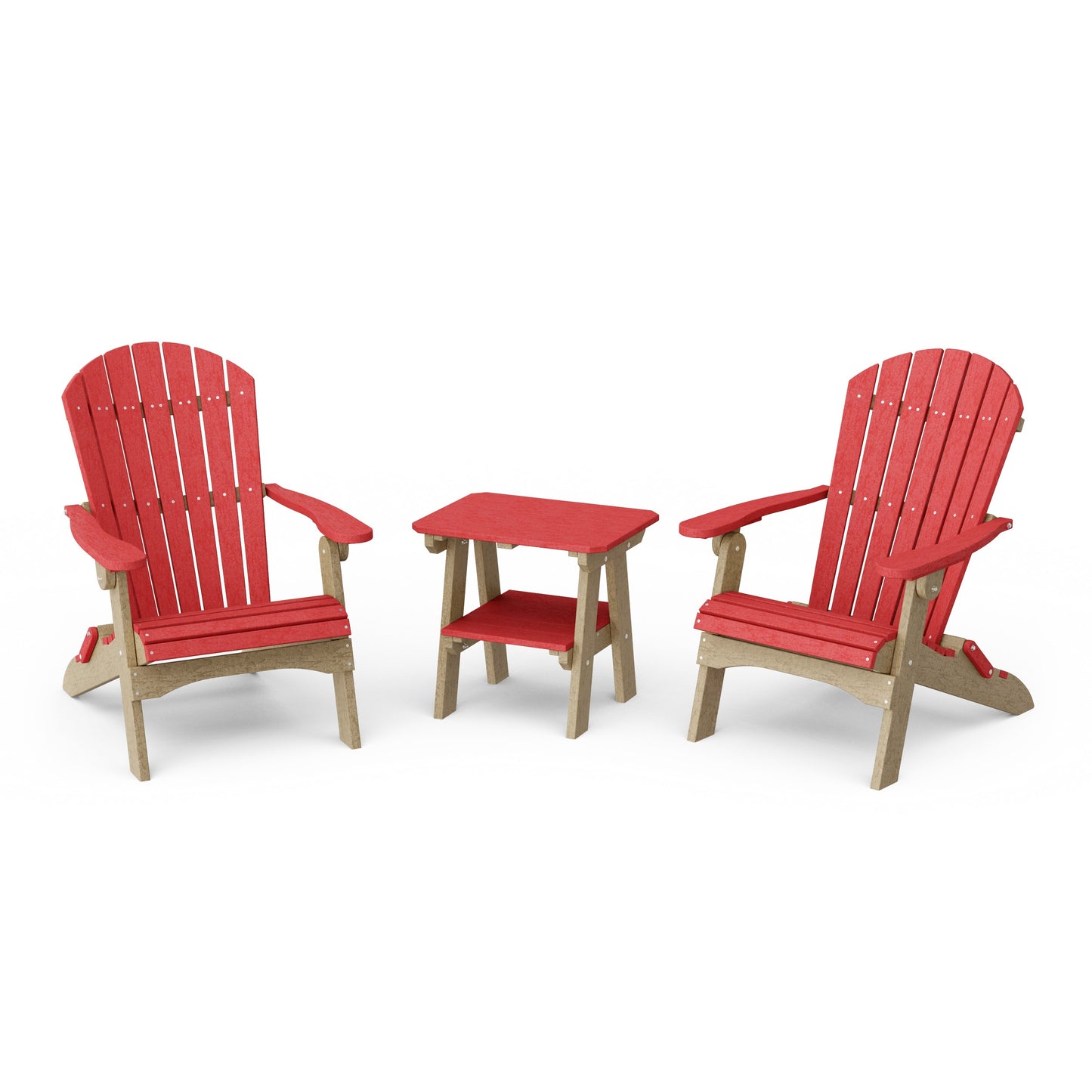 Heritage 3-Piece Folding Adirondack Set with 22" Side Table