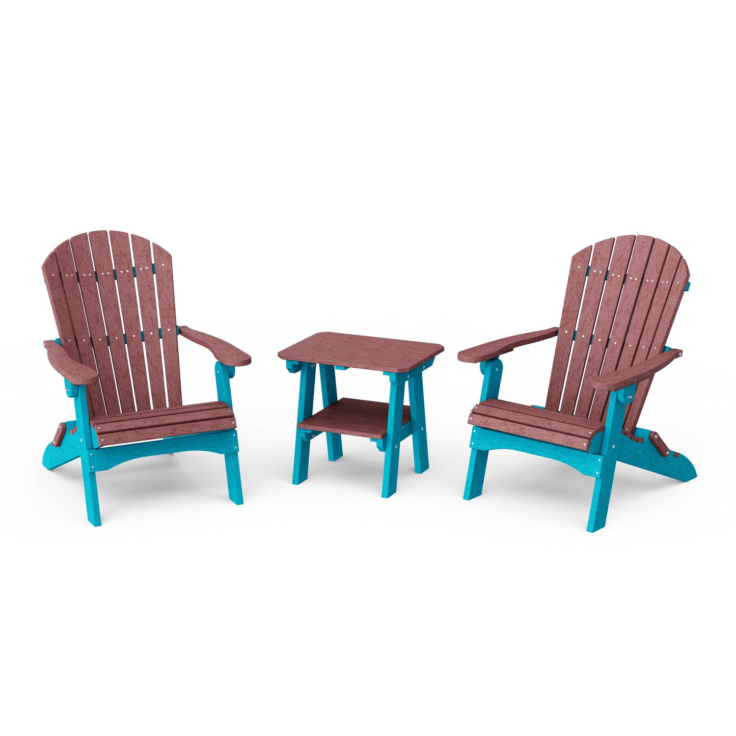Heritage 3-Piece Folding Adirondack Set with 22" Side Table
