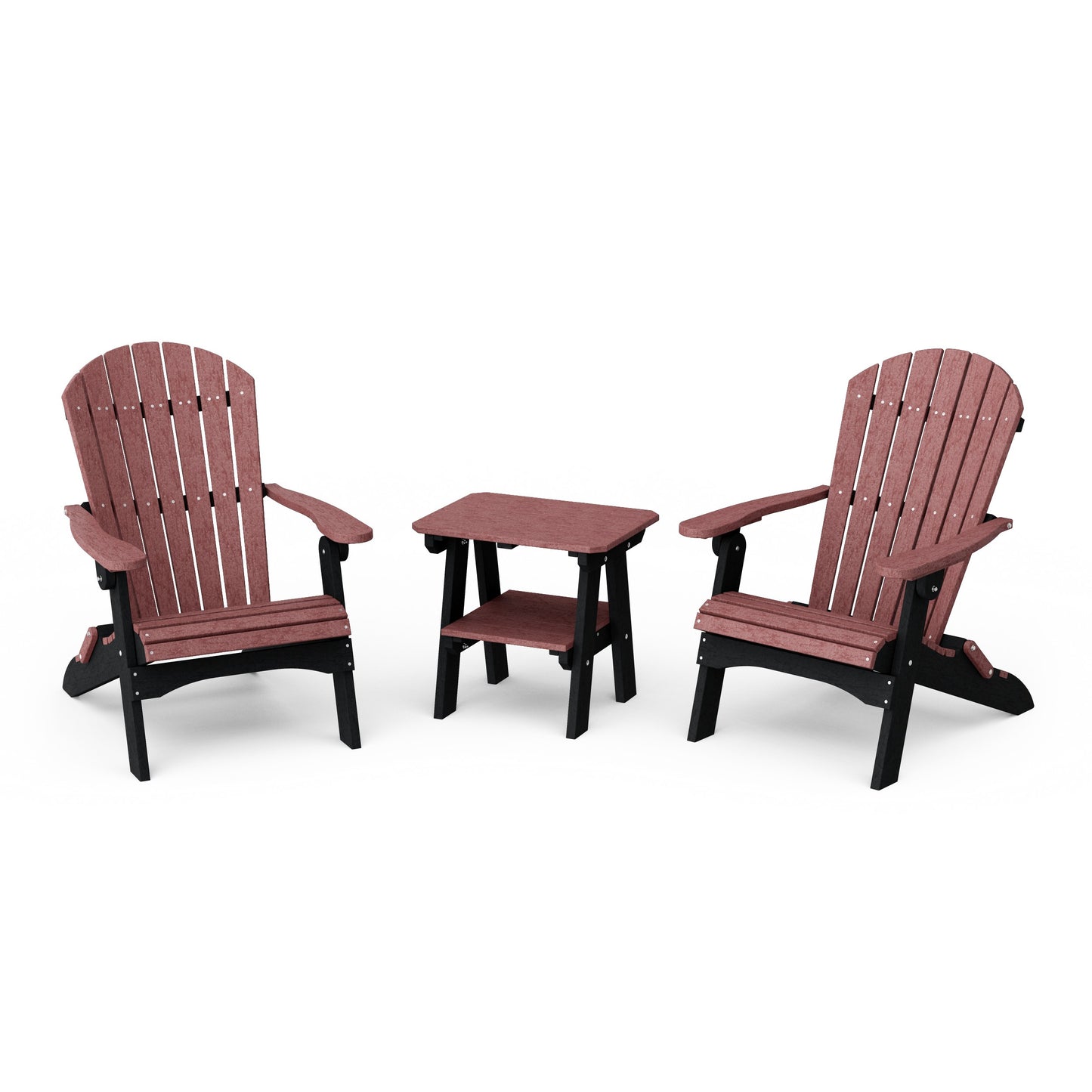 Heritage 3-Piece Folding Adirondack Set with 22" Side Table