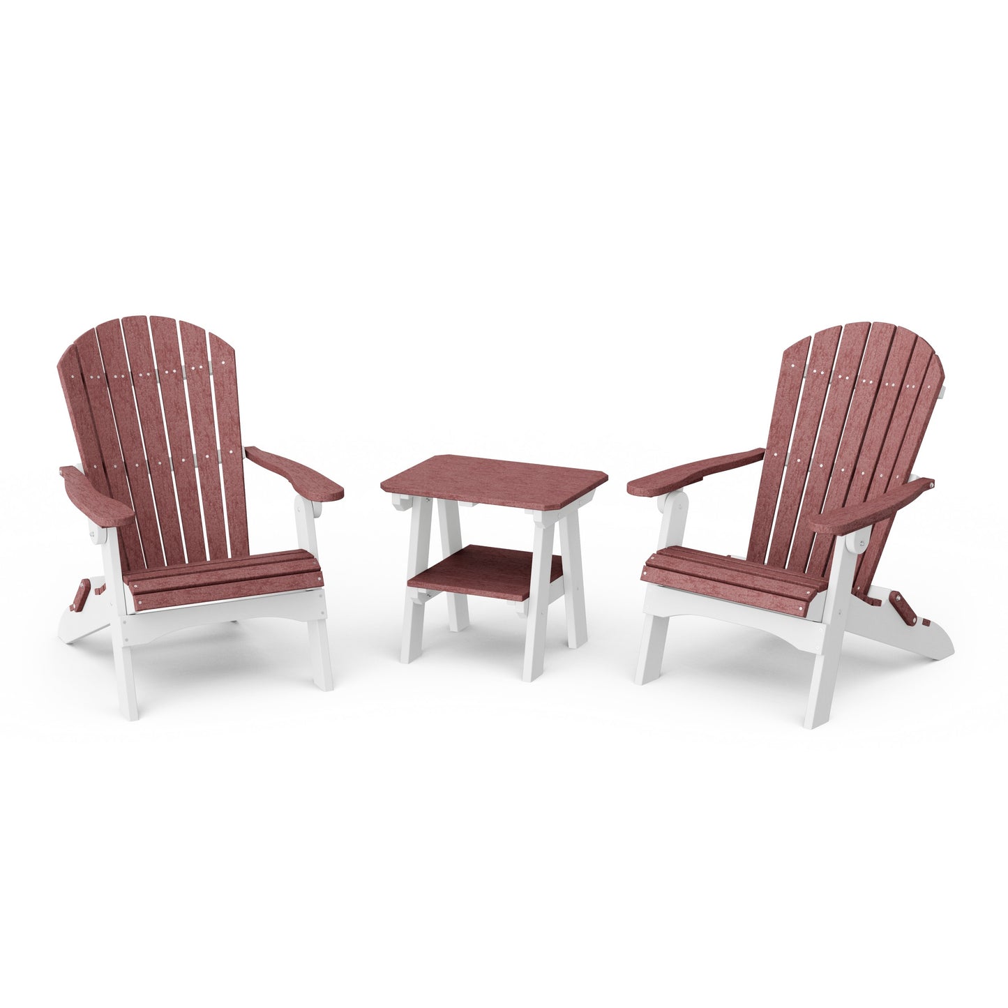 Heritage 3-Piece Folding Adirondack Set with 22" Side Table