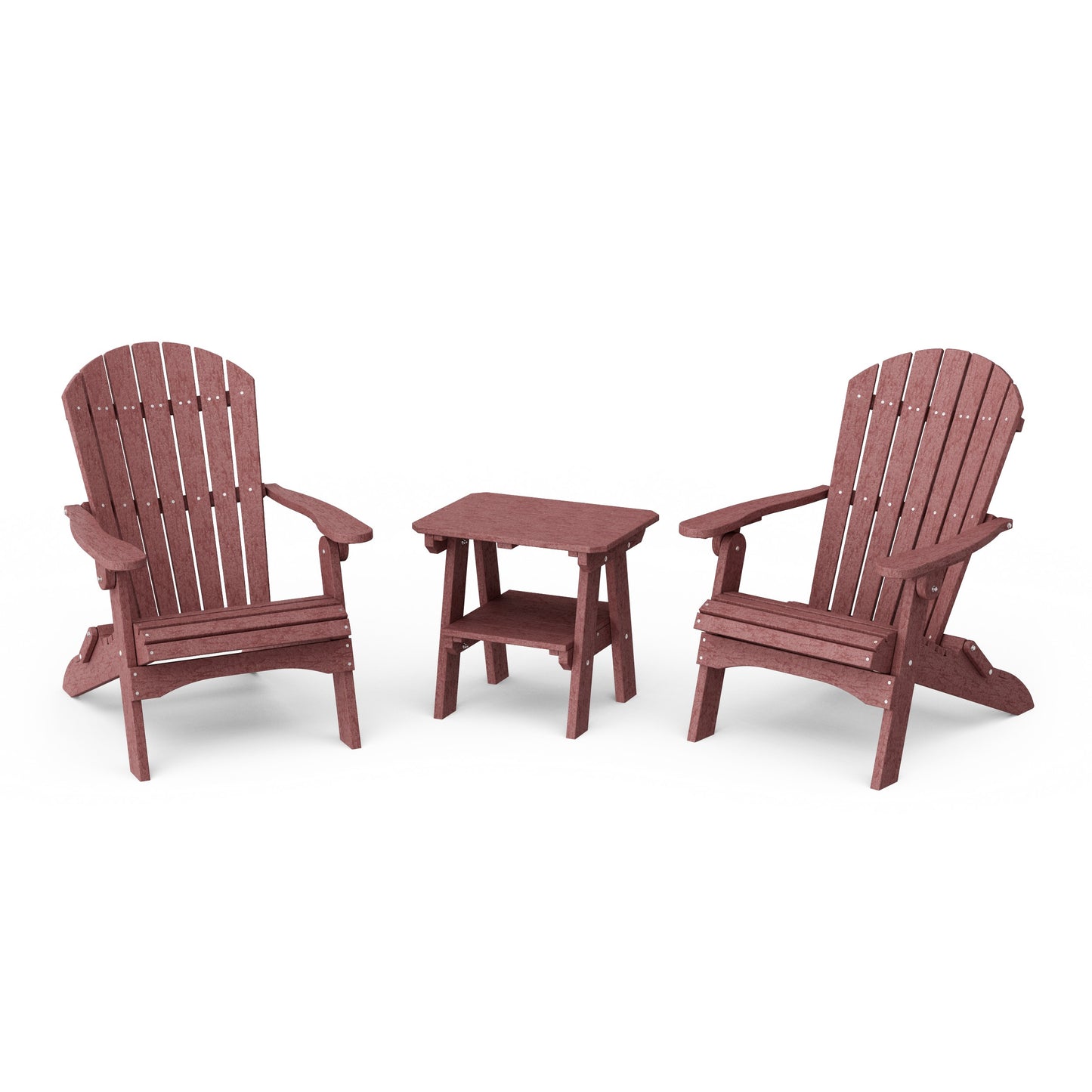 Heritage 3-Piece Folding Adirondack Set with 22" Side Table
