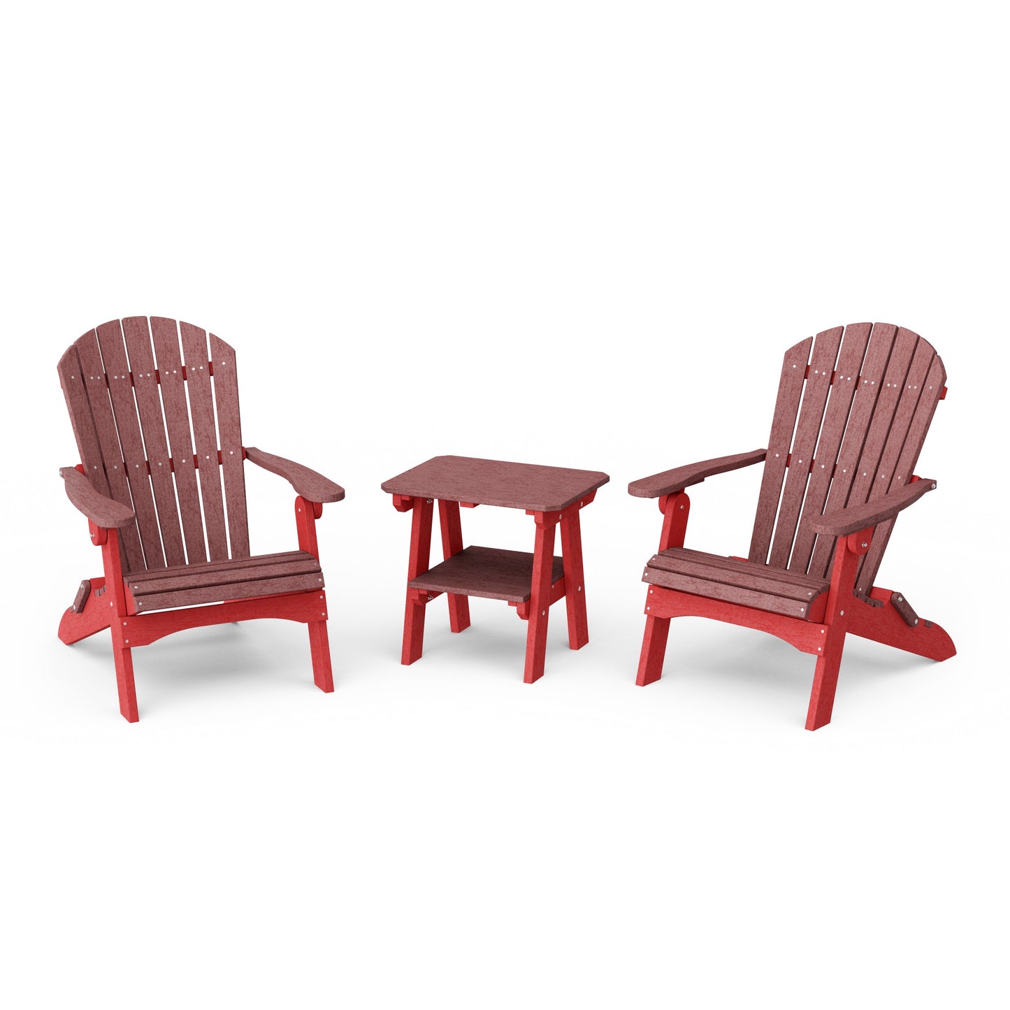 Heritage 3-Piece Folding Adirondack Set with 22" Side Table