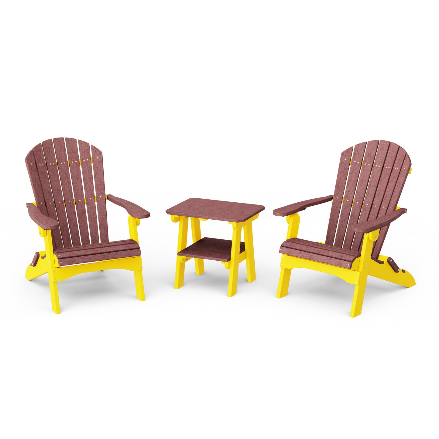 Heritage 3-Piece Folding Adirondack Set with 22" Side Table