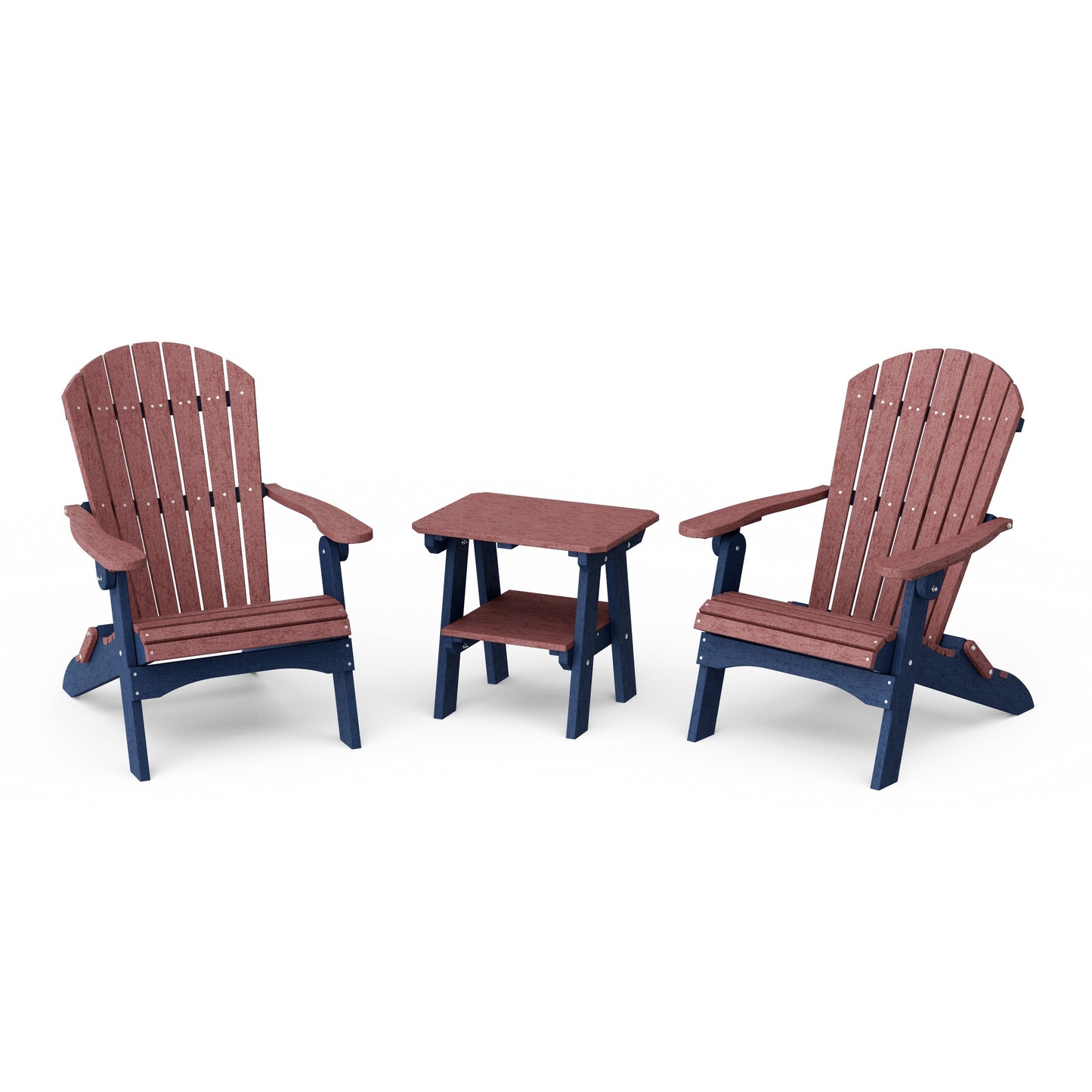 Heritage 3-Piece Folding Adirondack Set with 22" Side Table