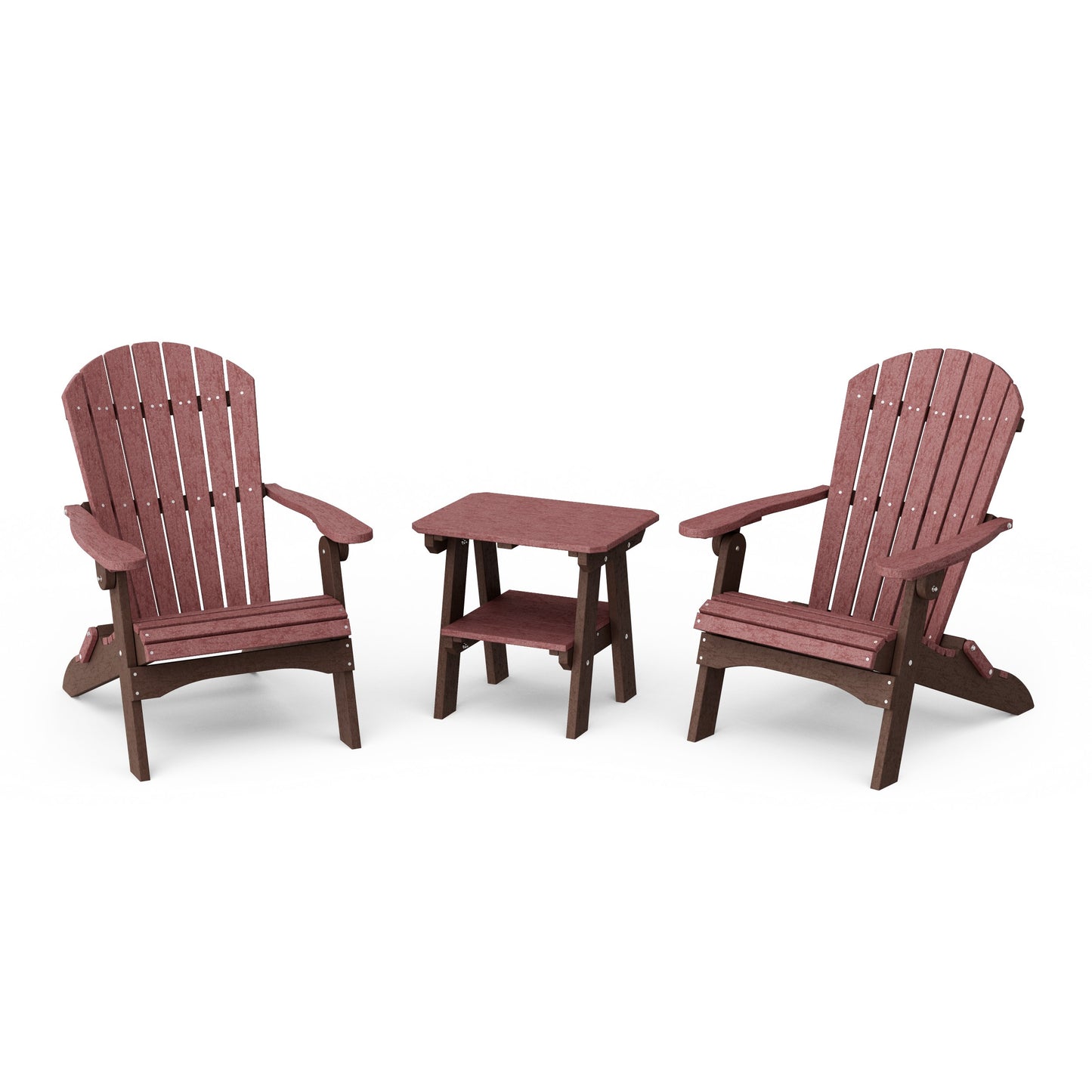 Heritage 3-Piece Folding Adirondack Set with 22" Side Table