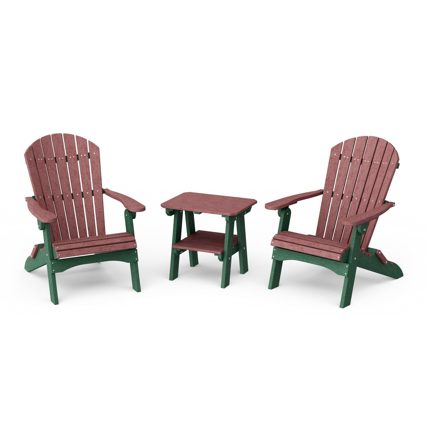 Heritage 3-Piece Folding Adirondack Set with 22" Side Table