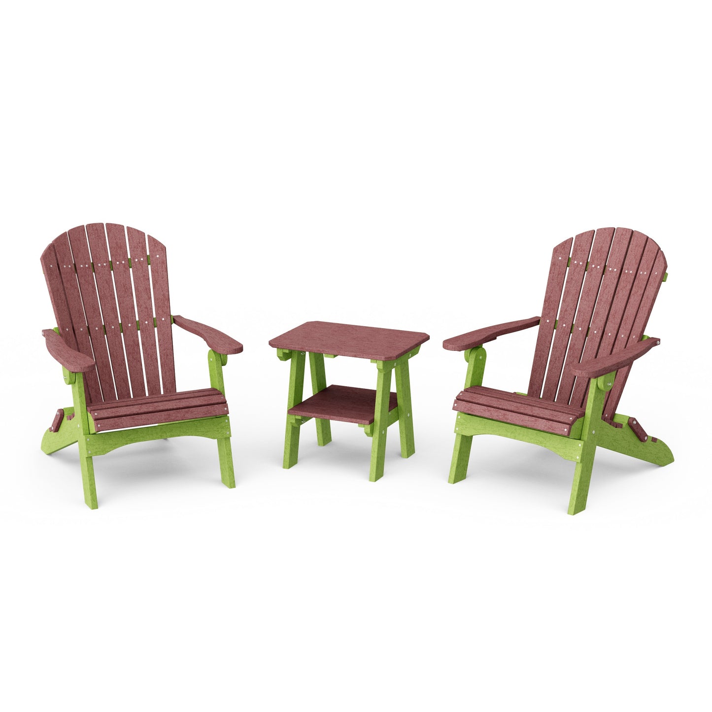 Heritage 3-Piece Folding Adirondack Set with 22" Side Table