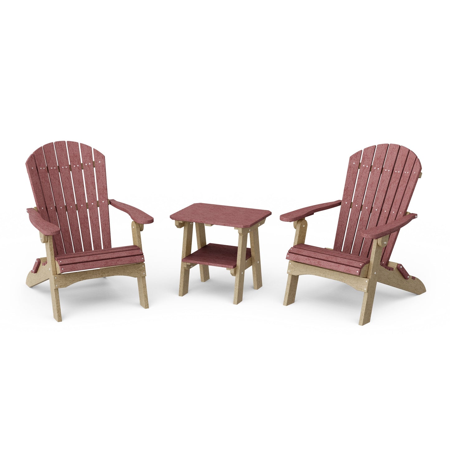 Heritage 3-Piece Folding Adirondack Set with 22" Side Table