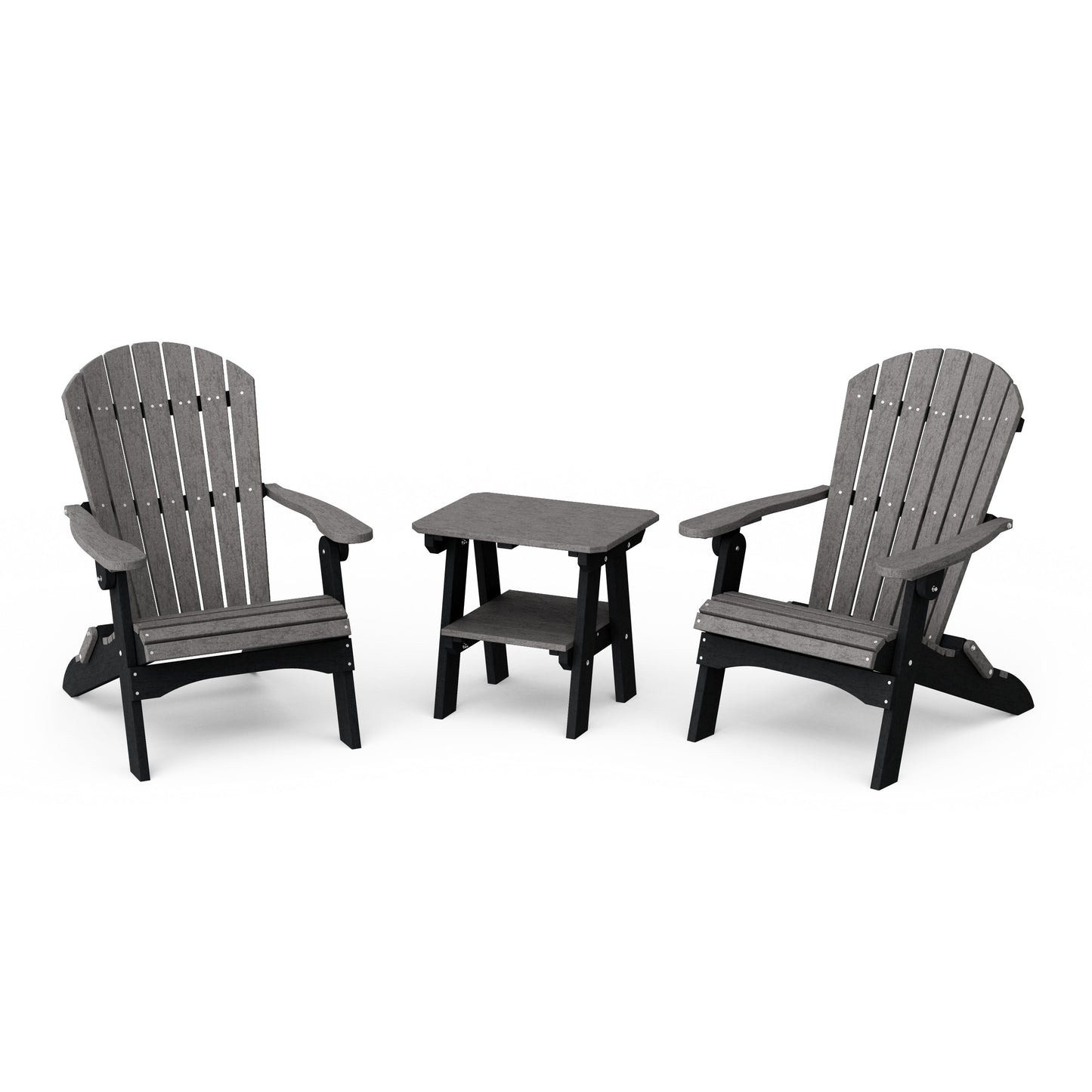 Heritage 3-Piece Folding Adirondack Set with 22" Side Table