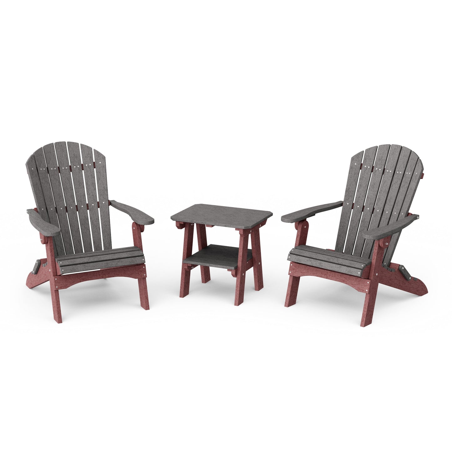 Heritage 3-Piece Folding Adirondack Set with 22" Side Table