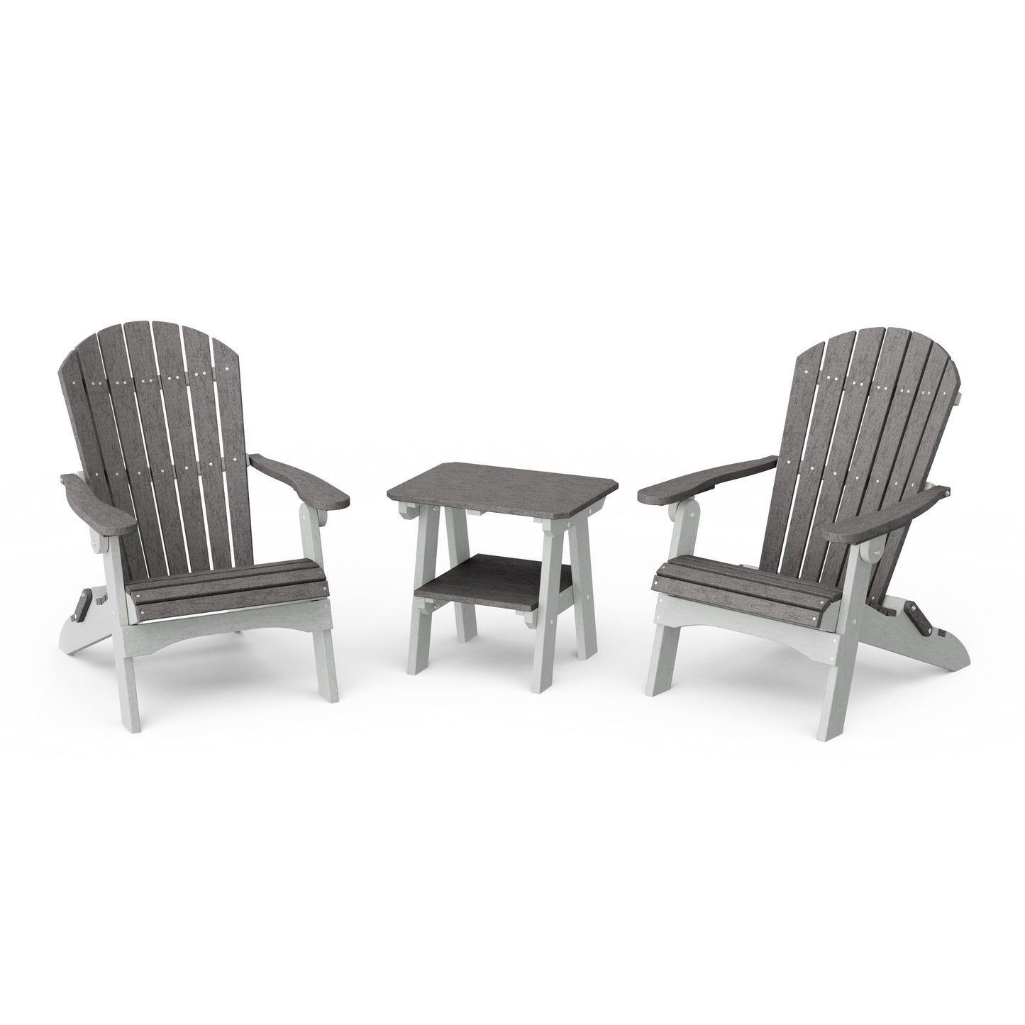 Heritage 3-Piece Folding Adirondack Set with 22" Side Table