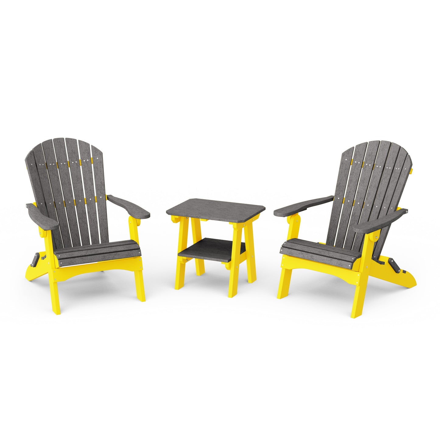 Heritage 3-Piece Folding Adirondack Set with 22" Side Table