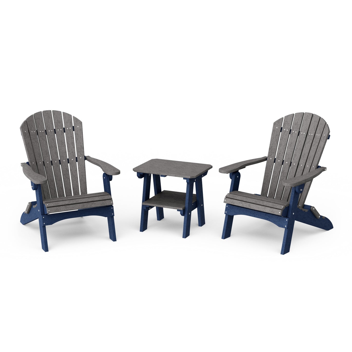 Heritage 3-Piece Folding Adirondack Set with 22" Side Table