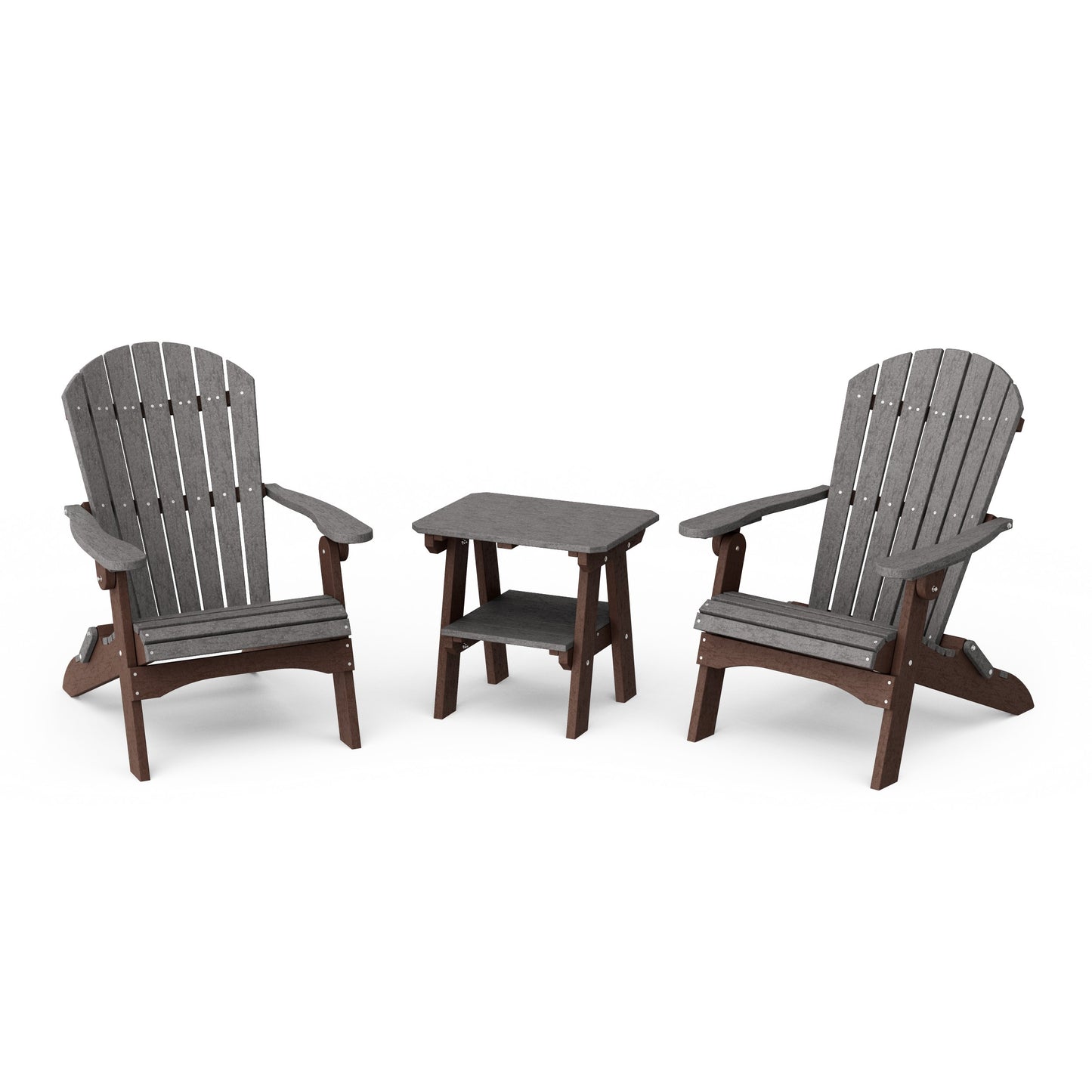 Heritage 3-Piece Folding Adirondack Set with 22" Side Table