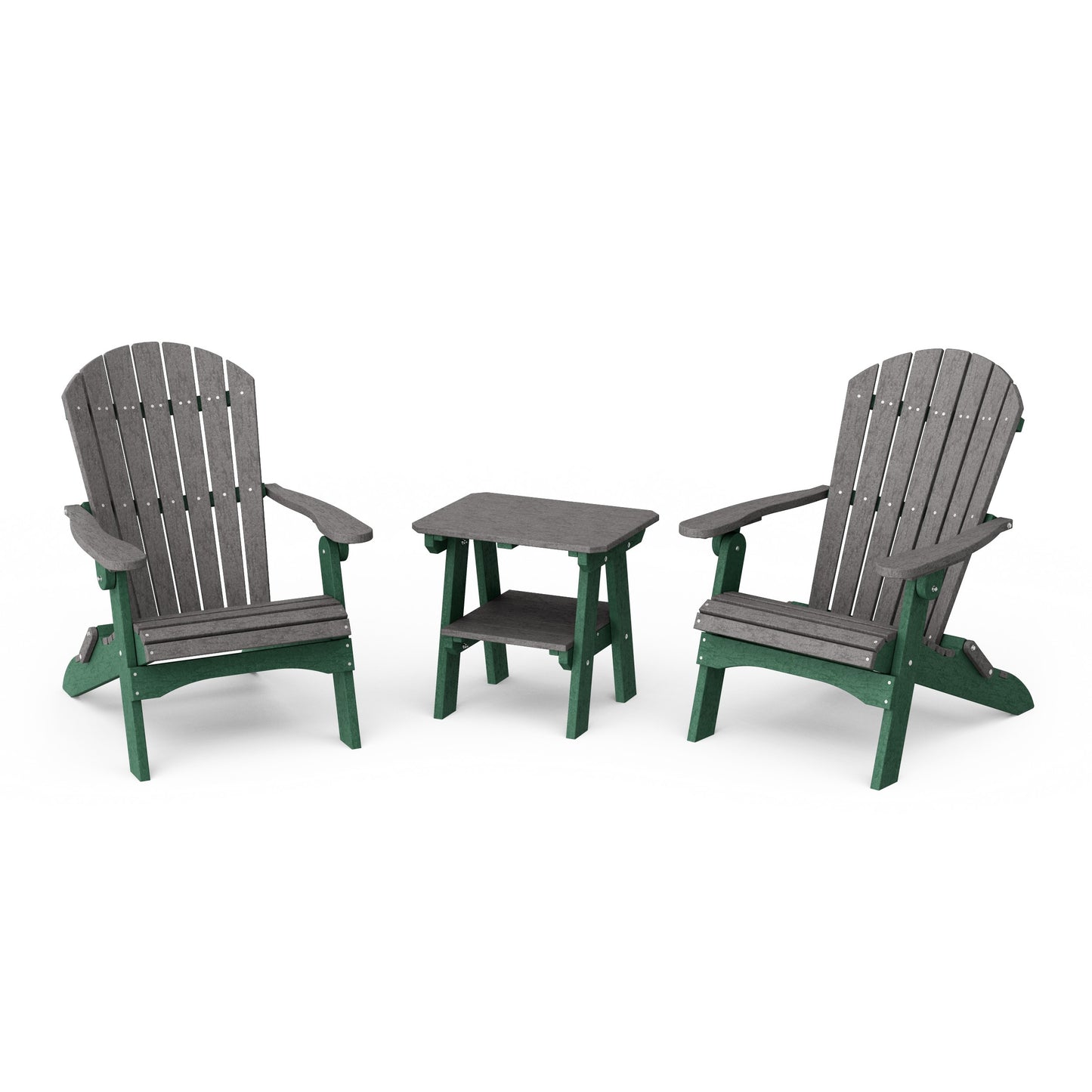 Heritage 3-Piece Folding Adirondack Set with 22" Side Table