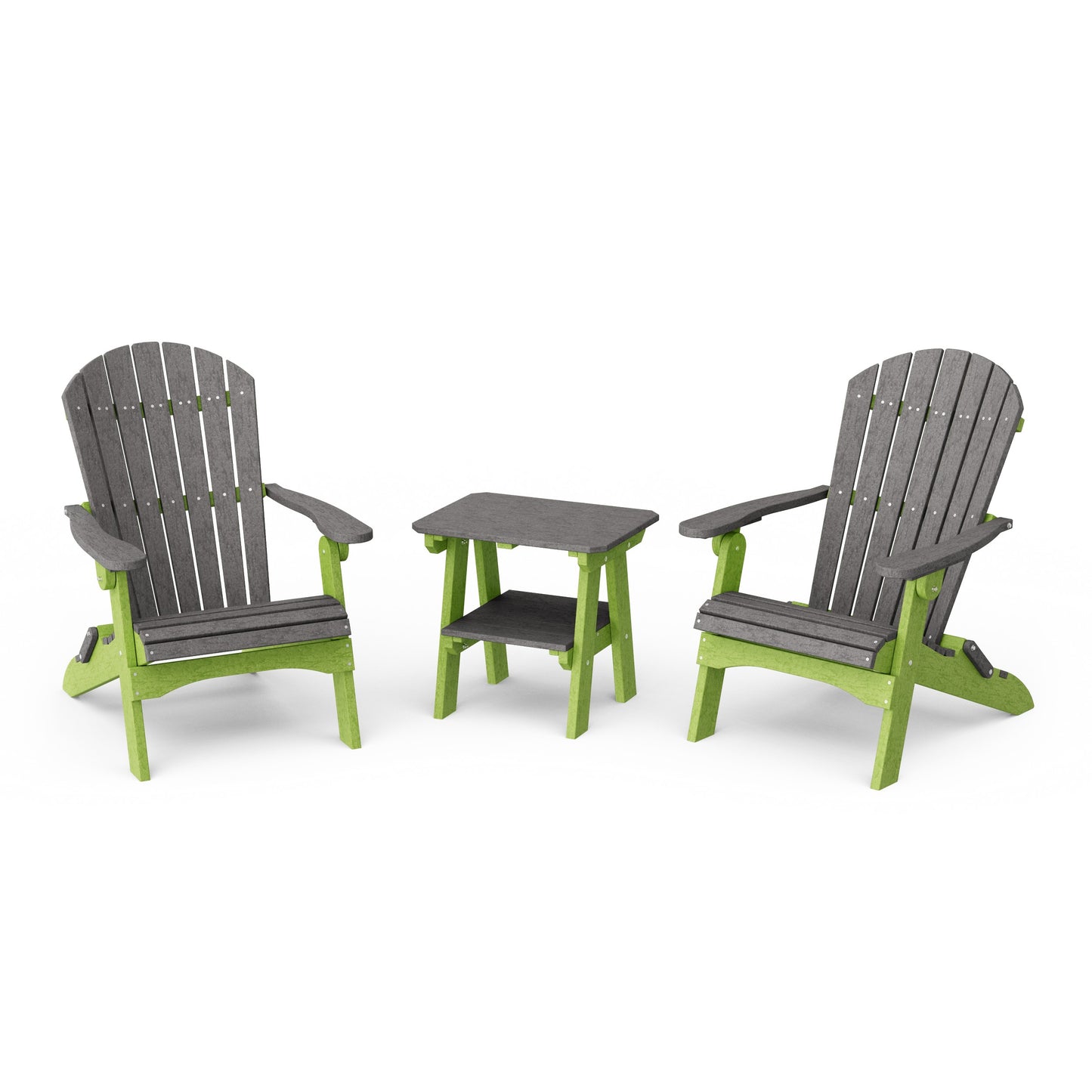 Heritage 3-Piece Folding Adirondack Set with 22" Side Table