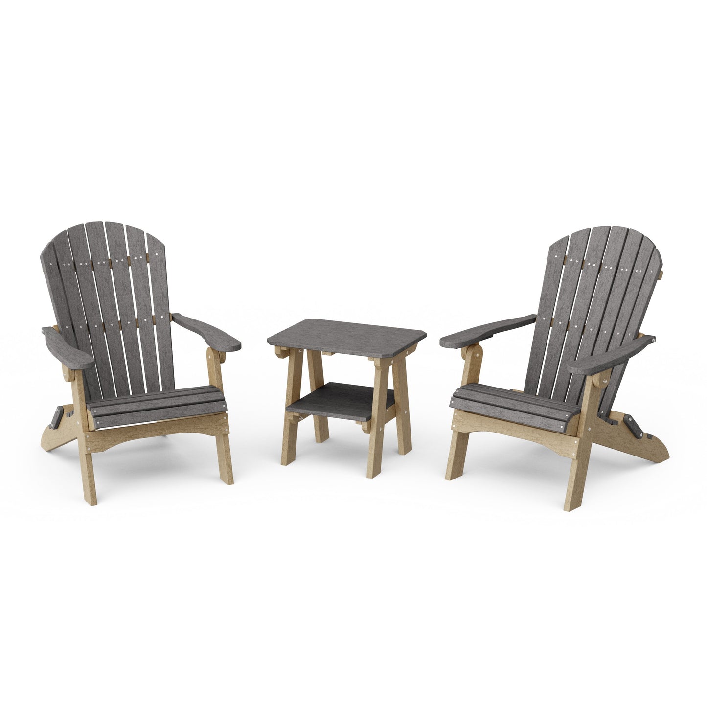 Heritage 3-Piece Folding Adirondack Set with 22" Side Table