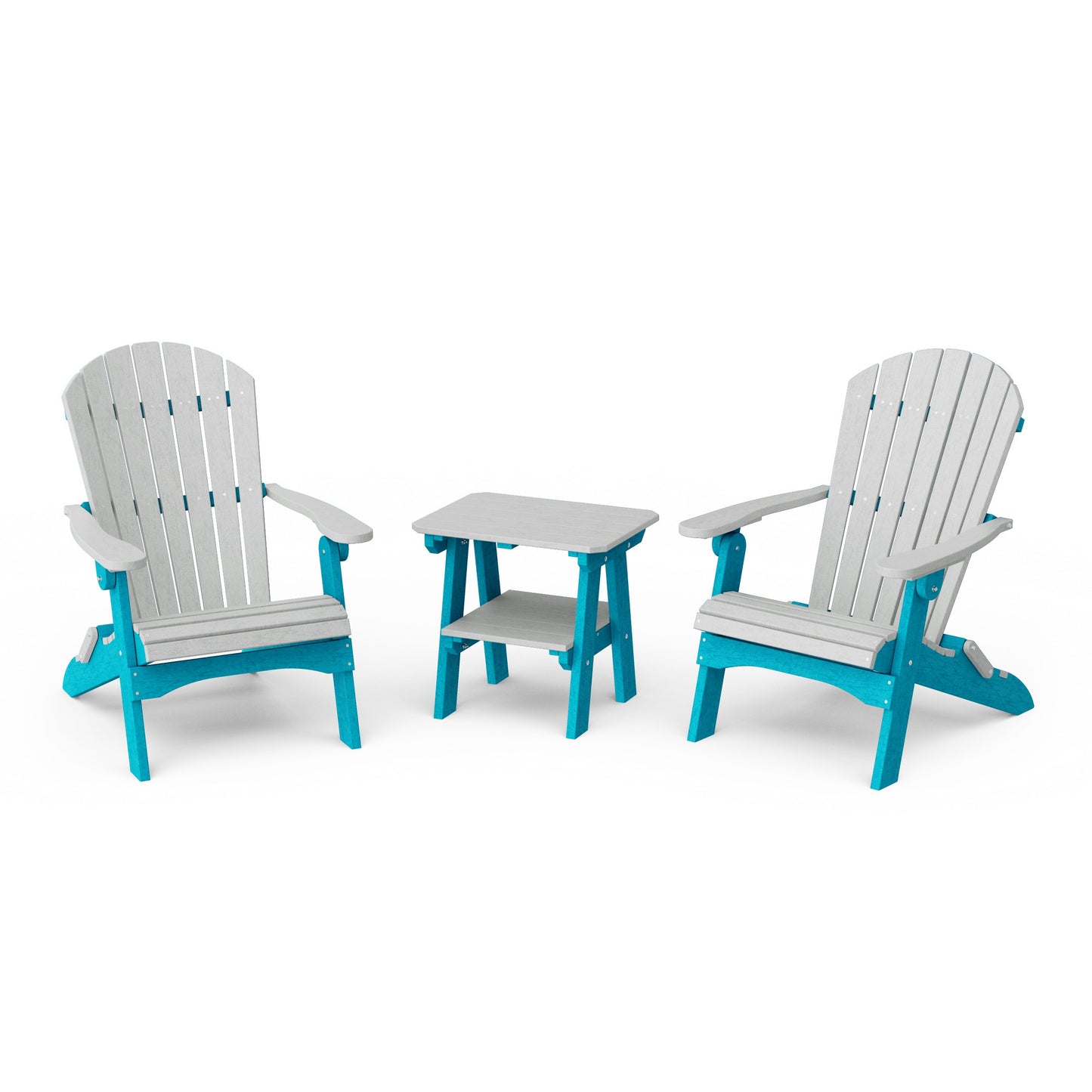 Heritage 3-Piece Folding Adirondack Set with 22" Side Table