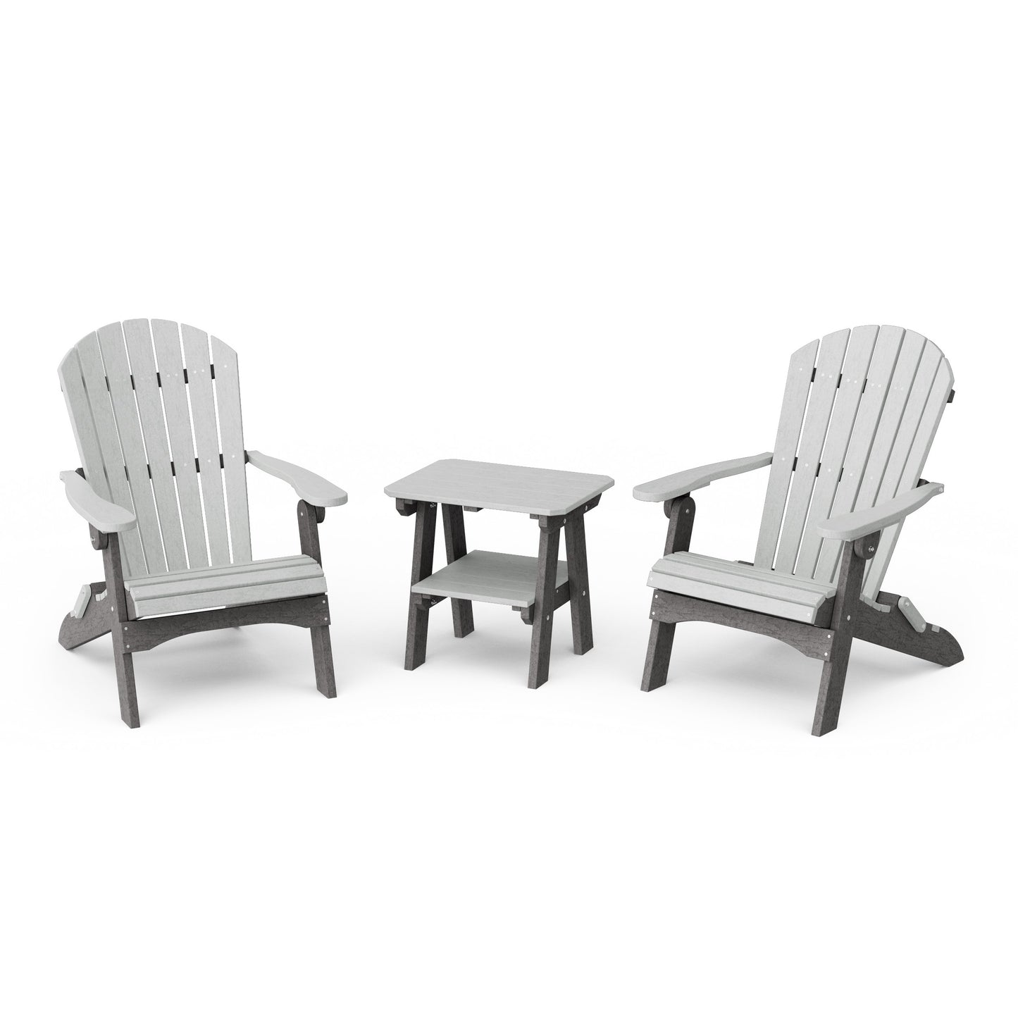 Heritage 3-Piece Folding Adirondack Set with 22" Side Table