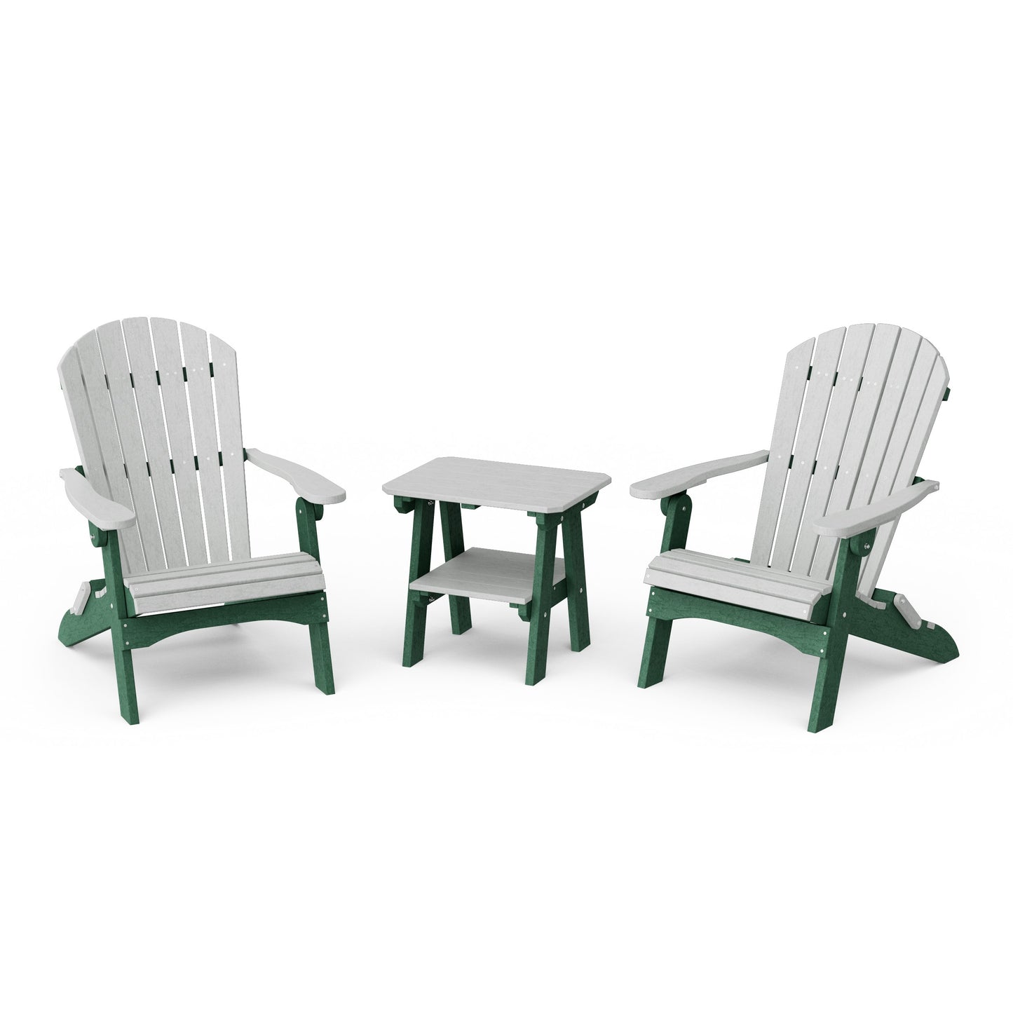 Heritage 3-Piece Folding Adirondack Set with 22" Side Table
