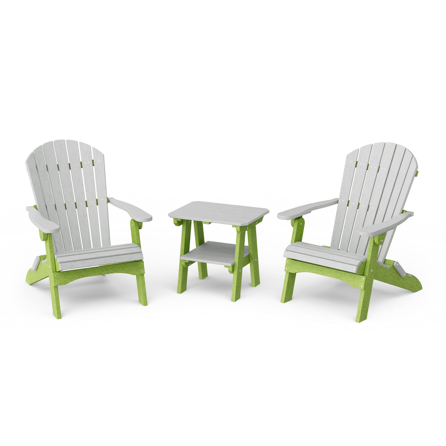 Heritage 3-Piece Folding Adirondack Set with 22" Side Table