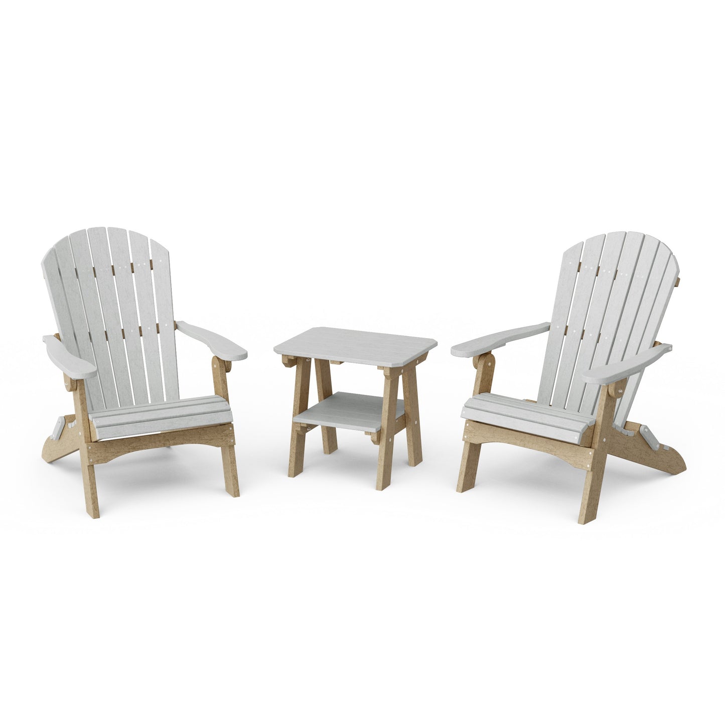 Heritage 3-Piece Folding Adirondack Set with 22" Side Table