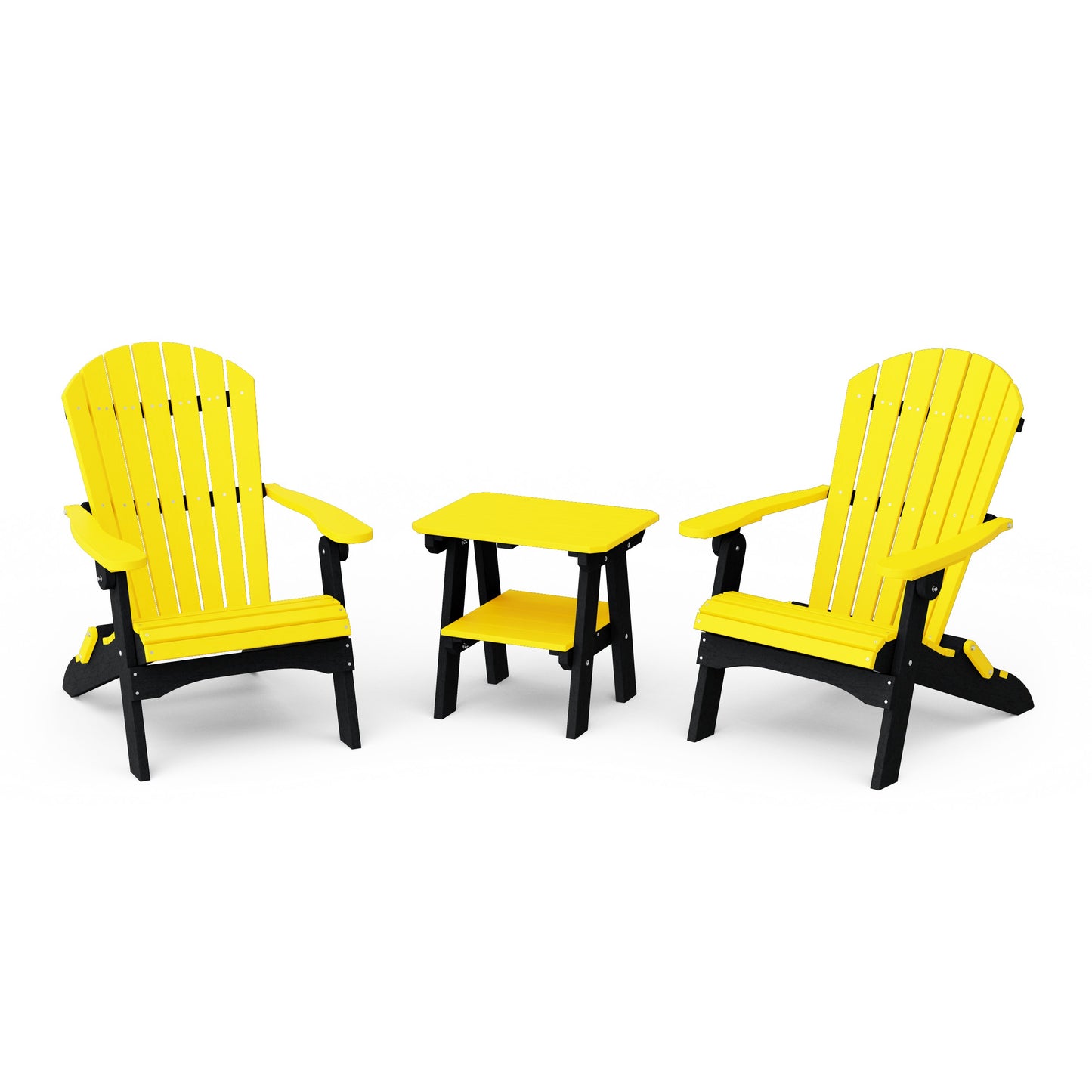 Heritage 3-Piece Folding Adirondack Set with 22" Side Table