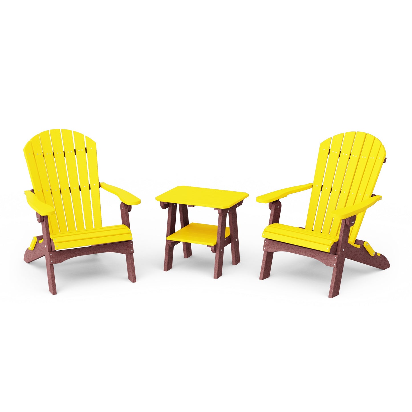 Heritage 3-Piece Folding Adirondack Set with 22" Side Table