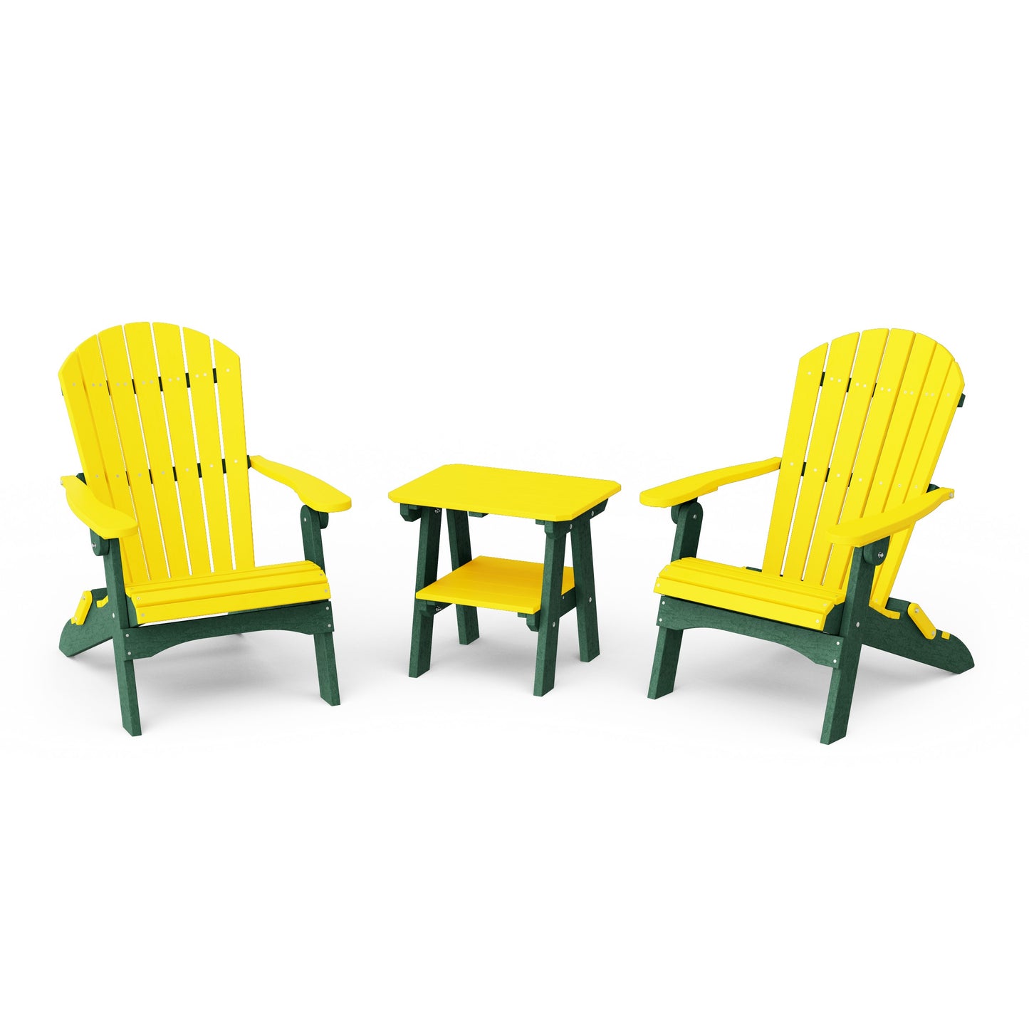 Heritage 3-Piece Folding Adirondack Set with 22" Side Table