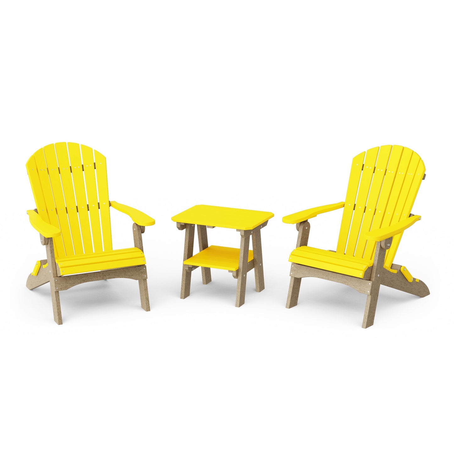 Heritage 3-Piece Folding Adirondack Set with 22" Side Table