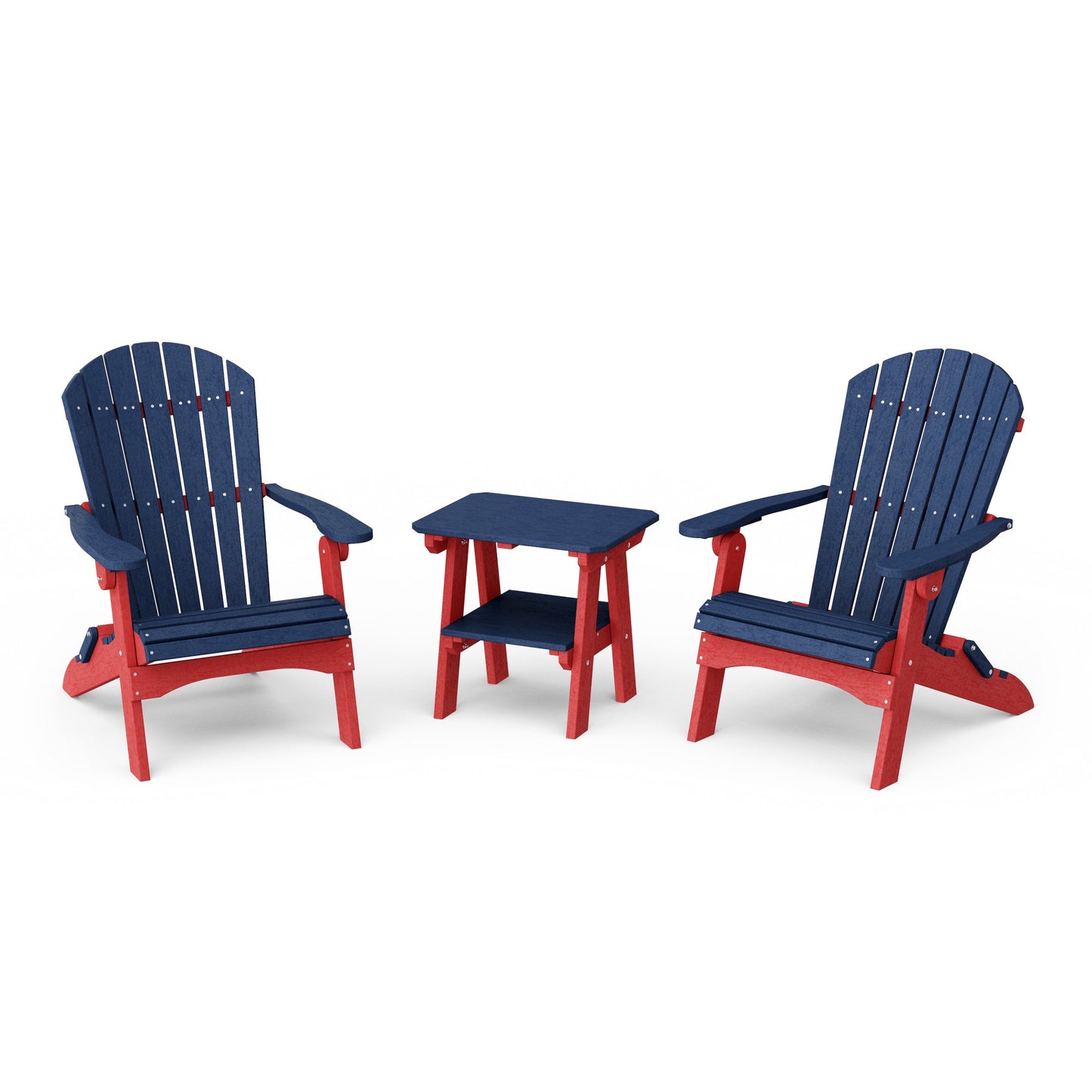 Heritage 3-Piece Folding Adirondack Set with 22" Side Table