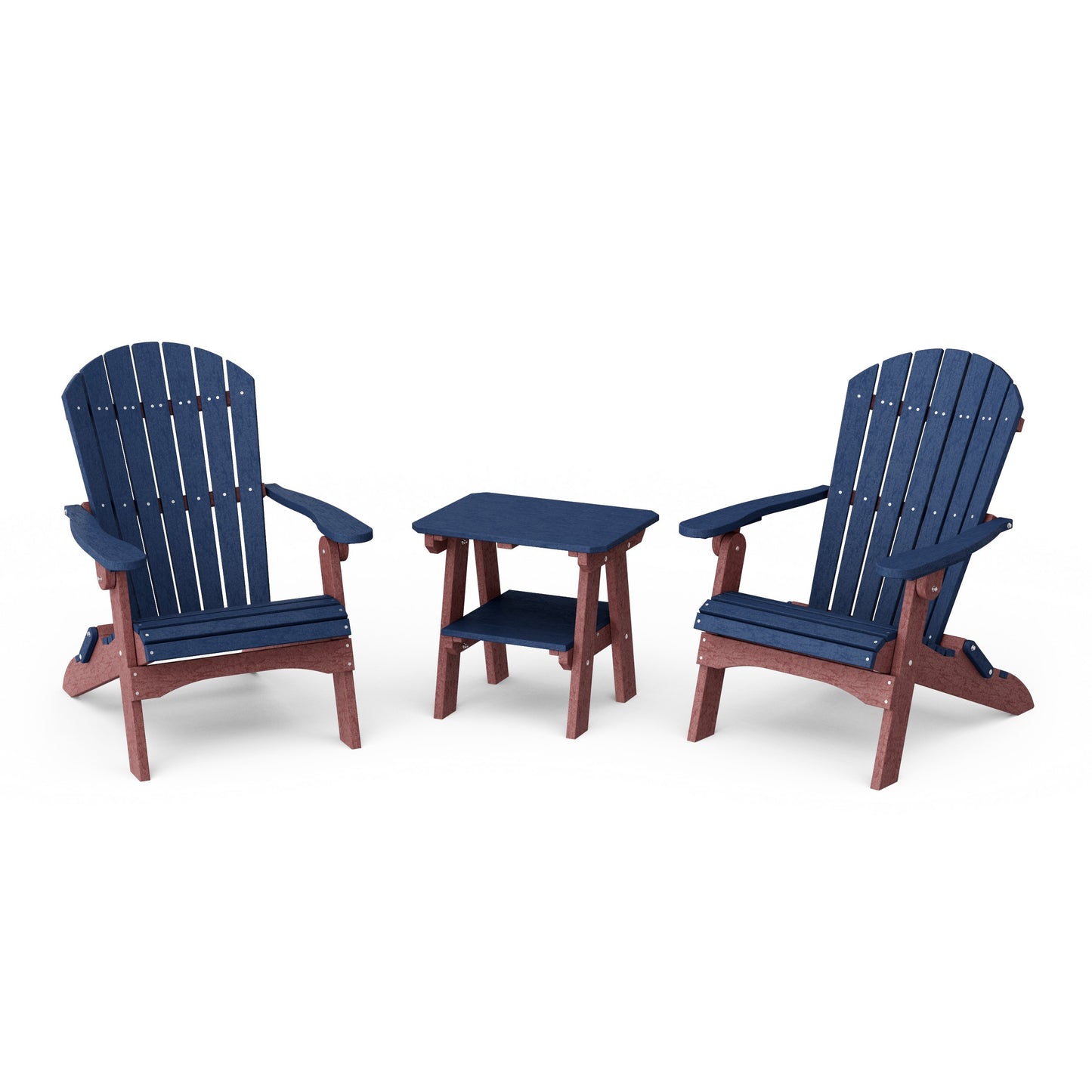 Heritage 3-Piece Folding Adirondack Set with 22" Side Table