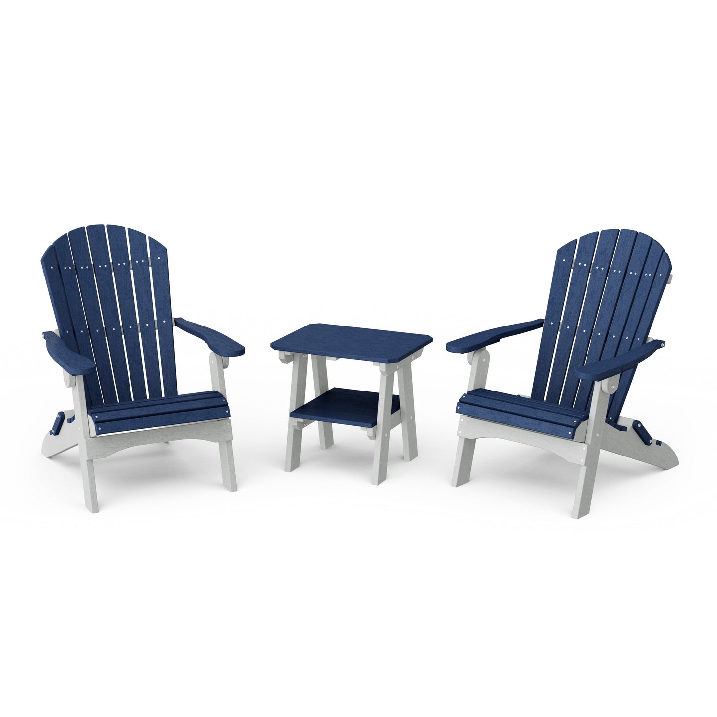 Heritage 3-Piece Folding Adirondack Set with 22" Side Table